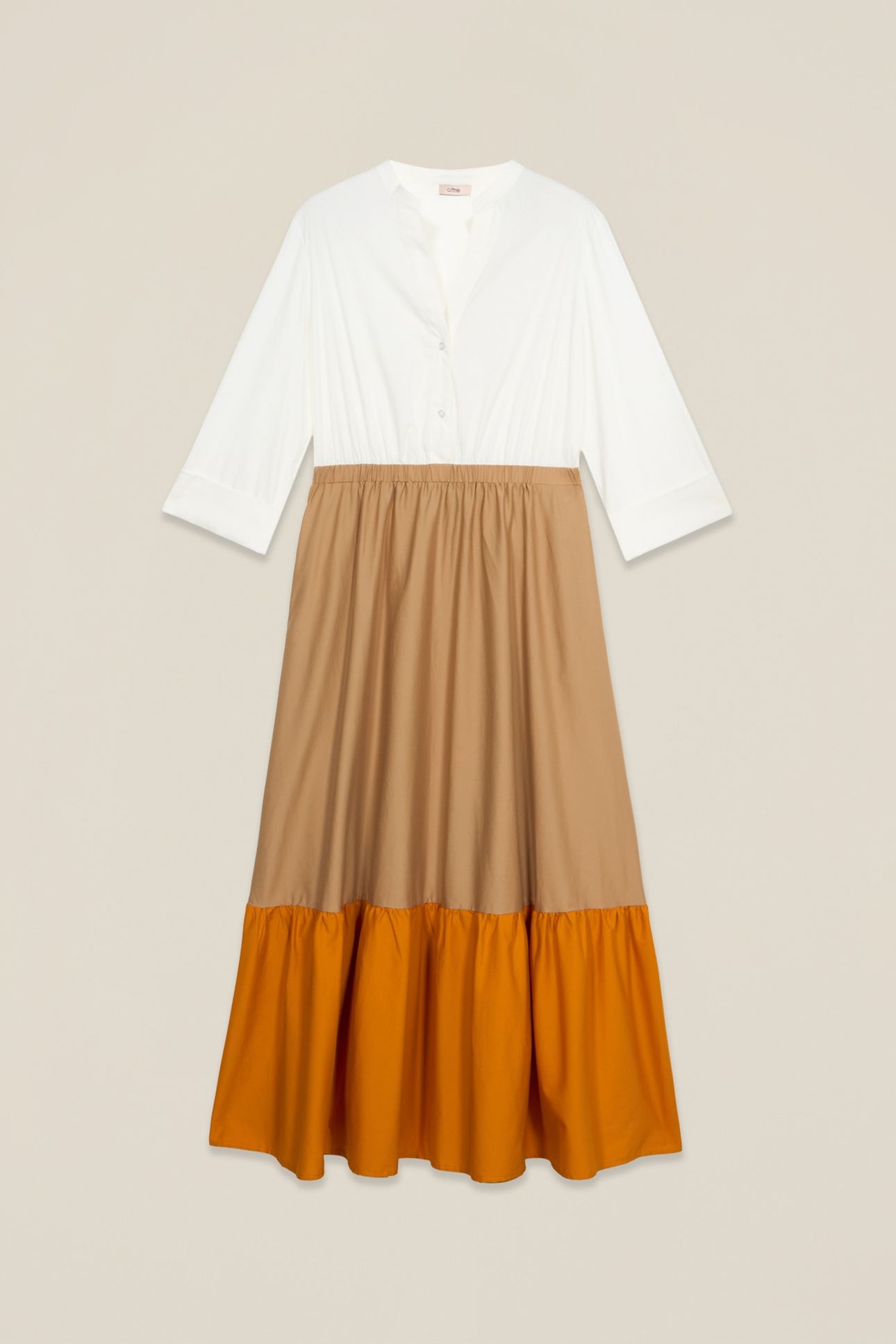 LONG COLOR BLOCK DRESS ORANGE 3