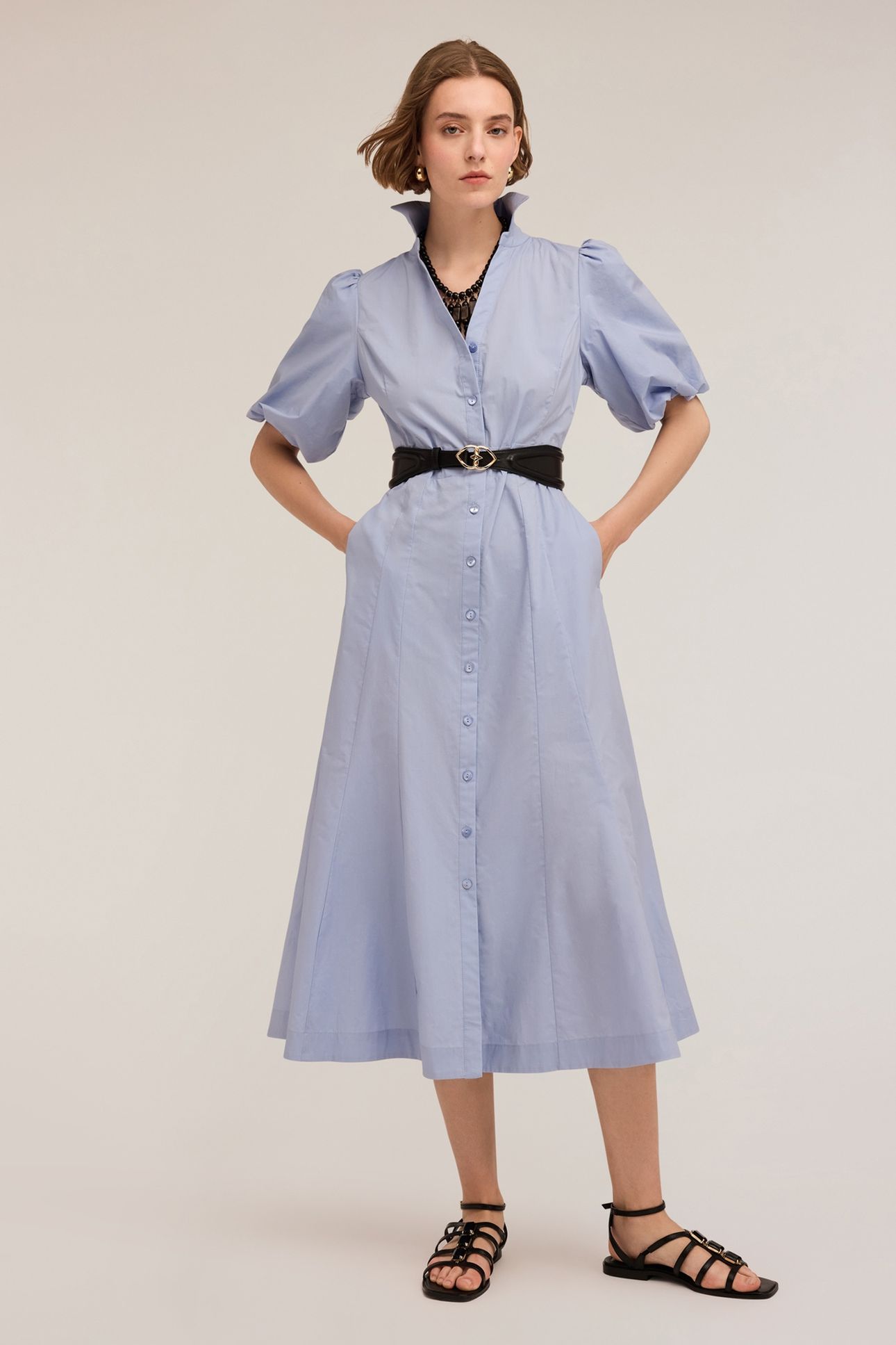 POPLIN CHEMISIER DRESS LIGHT BLUE 1