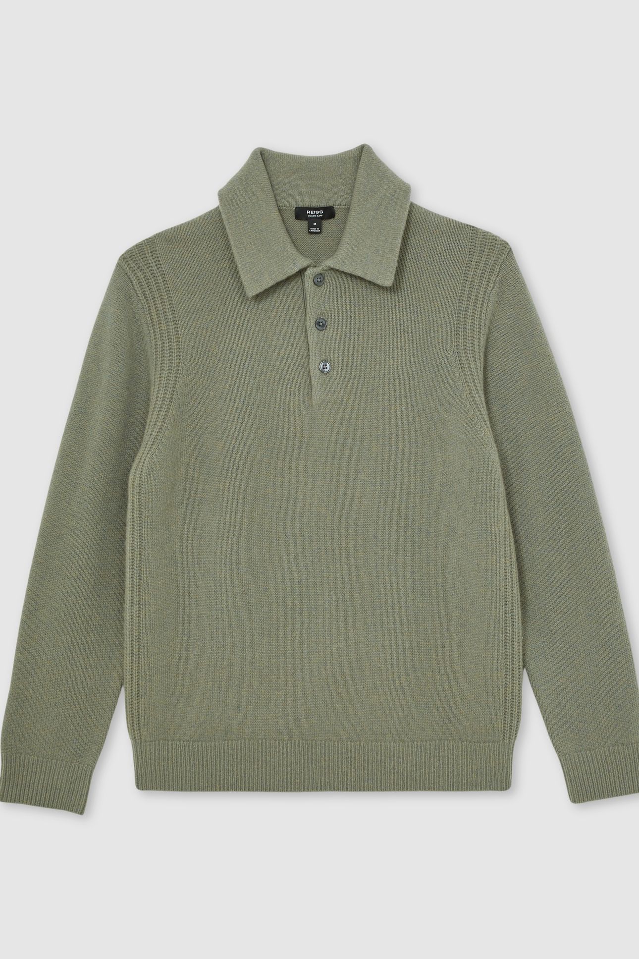 LS HALF BUTTON POLO JUMPER SAGE GREEN 3