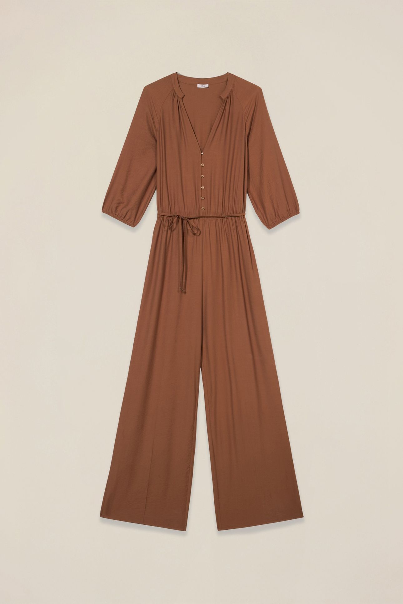 FLUID JUMPSUIT WITH V-NECK BROWN 3