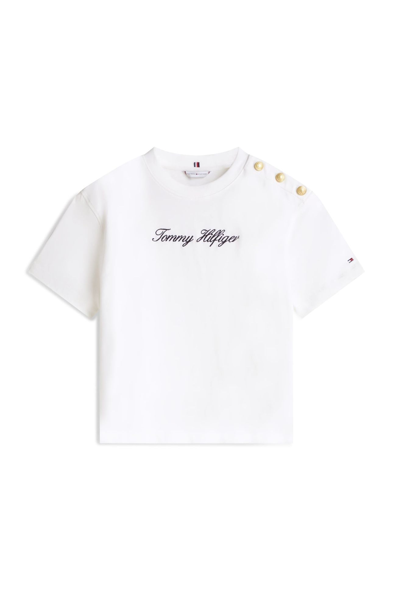 GOLD-TONE BUTTON LOGO EMBROIDERY RELAXED T-SHIRT ECRU 3