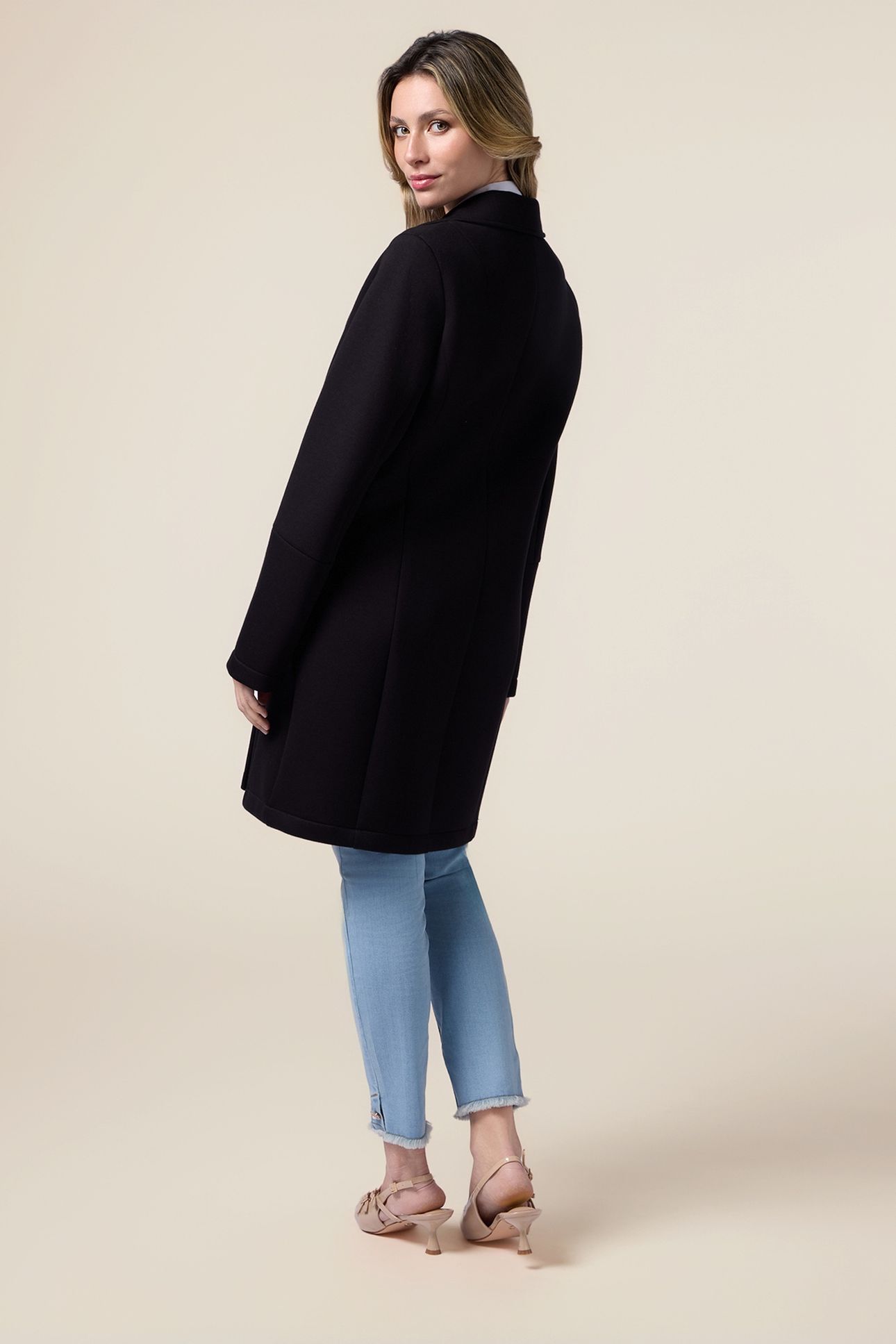 SCUBA FABRIC COAT BLACK 2