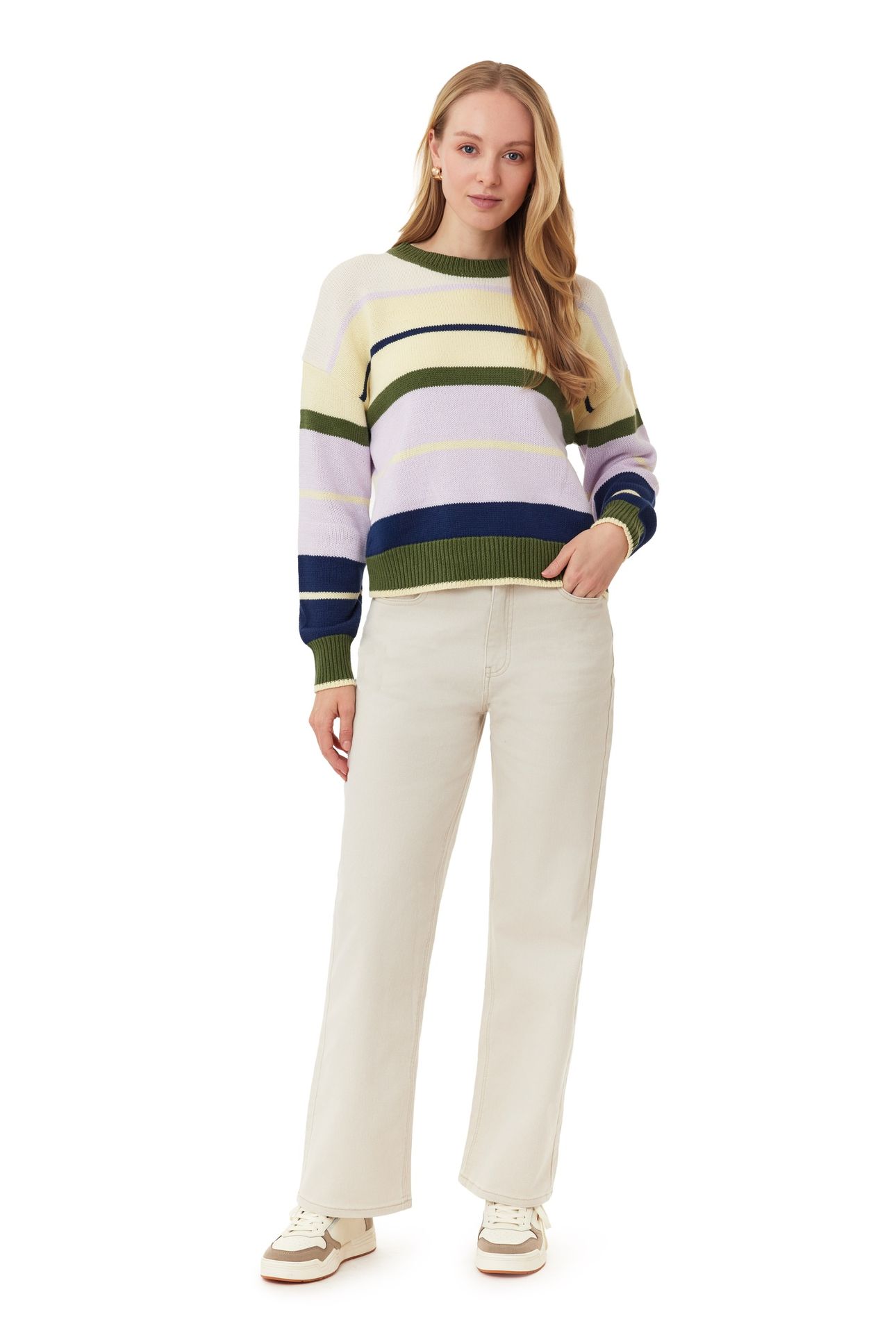 CREW NECK PULLOVER GARDEN GREEN MIX 1