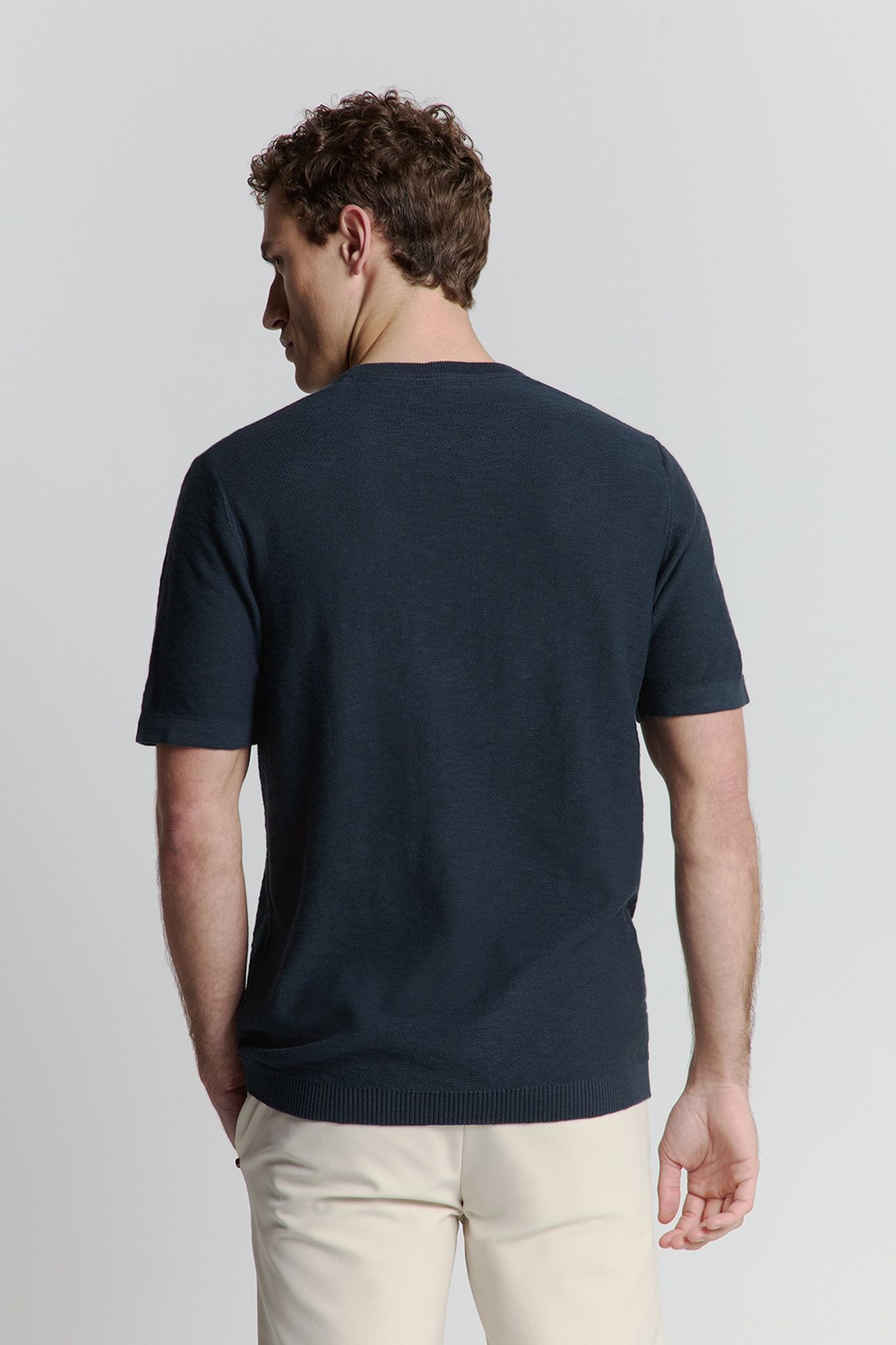 PULLOVER SHORT SLEEVE CREWNECK SOLID SLUB KNIT NIGHT 2