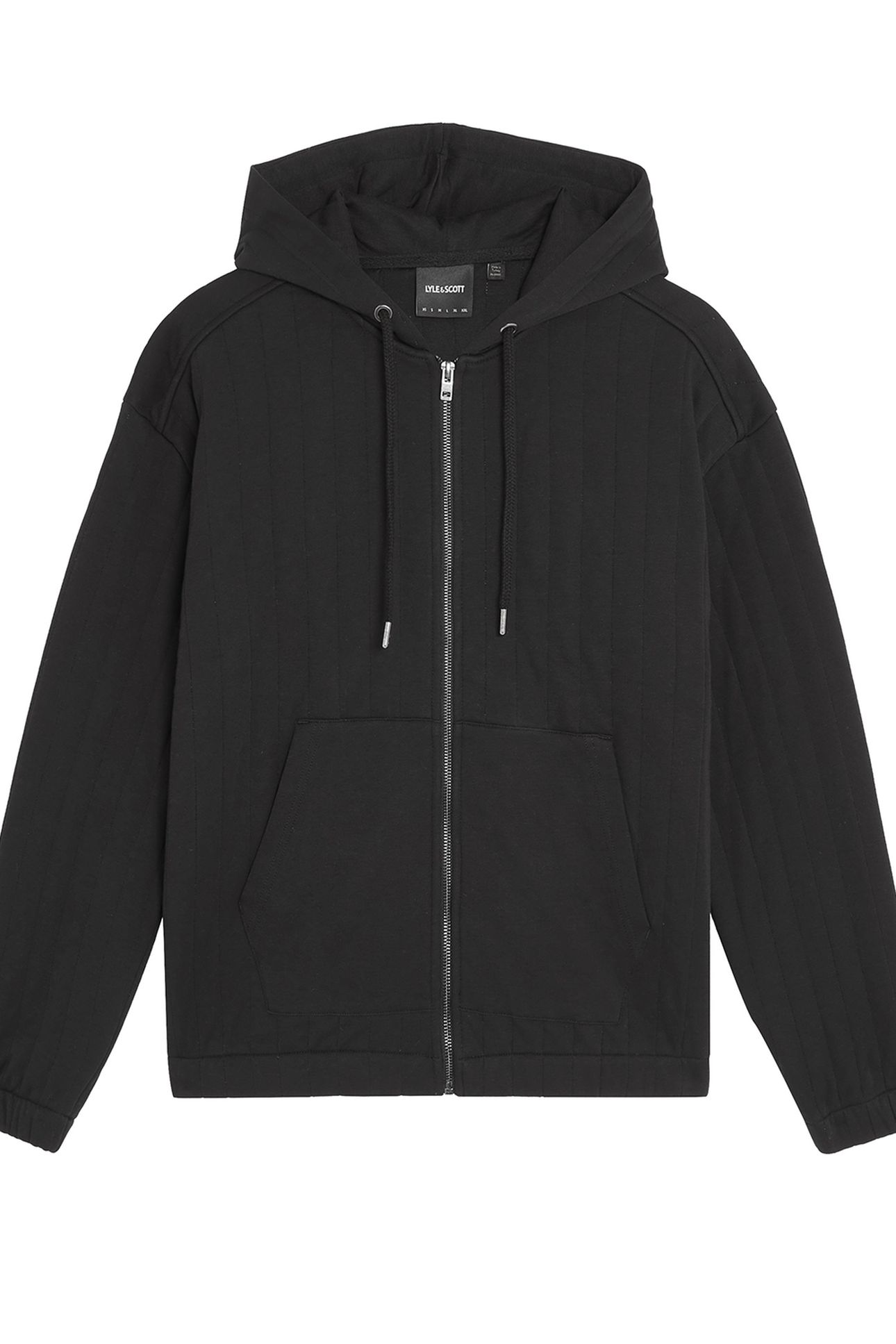 QUILTED ZIP THROUGH HOODIE JET BLACK 1