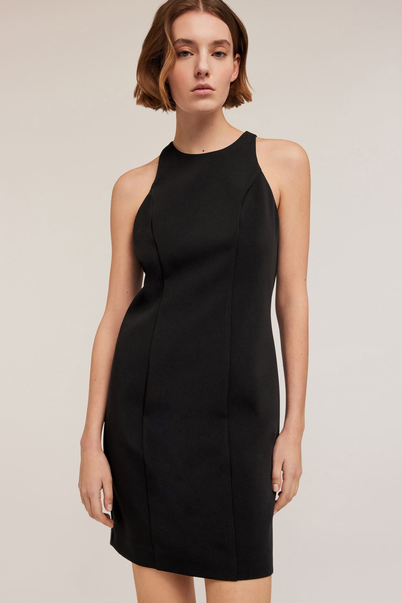 CREPE FABRIC MINI DRESS BLACK 3