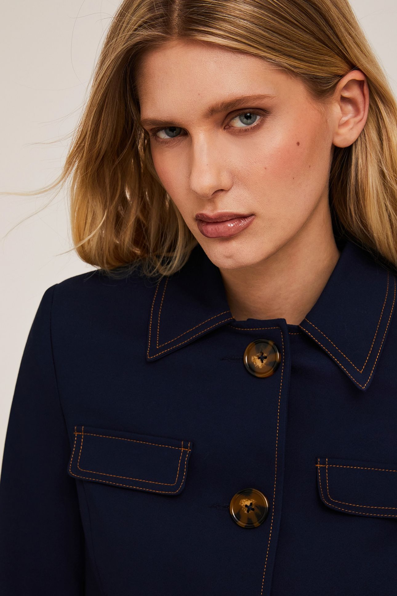 COTTON JACKET WITH OVERSIZED BUTTONS BLUE 5