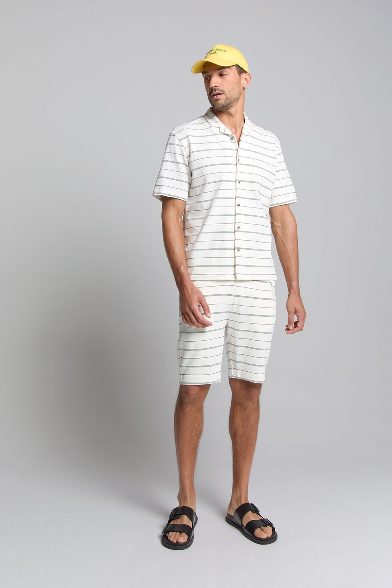 SHIRT SHORT SLEEVE JERSEY REVERS COLLAR STRIPES OFFWHITE 2