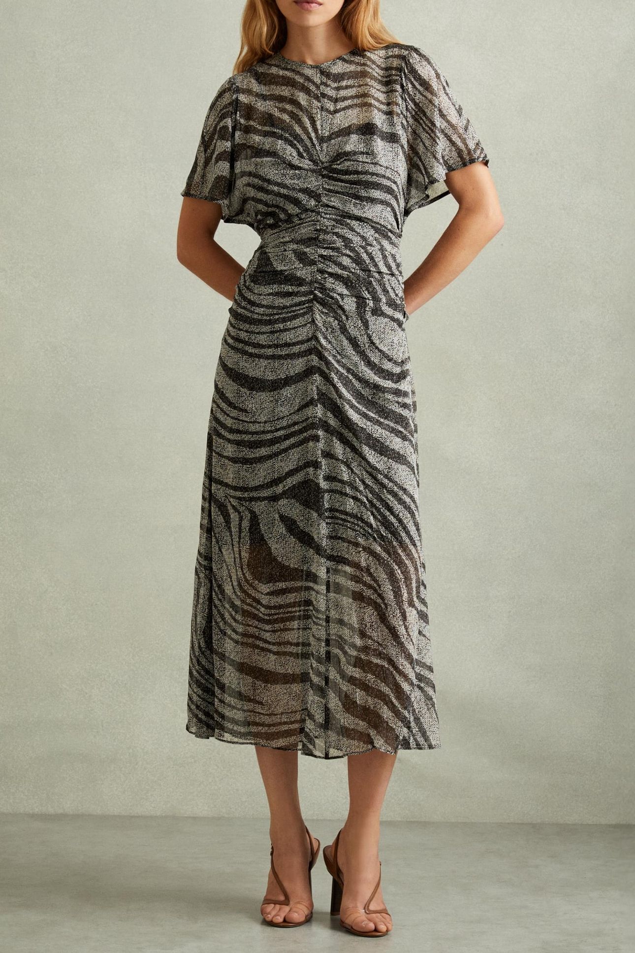 ANIMAL PRINTED MIDI DRESS BLACK/GREY 1