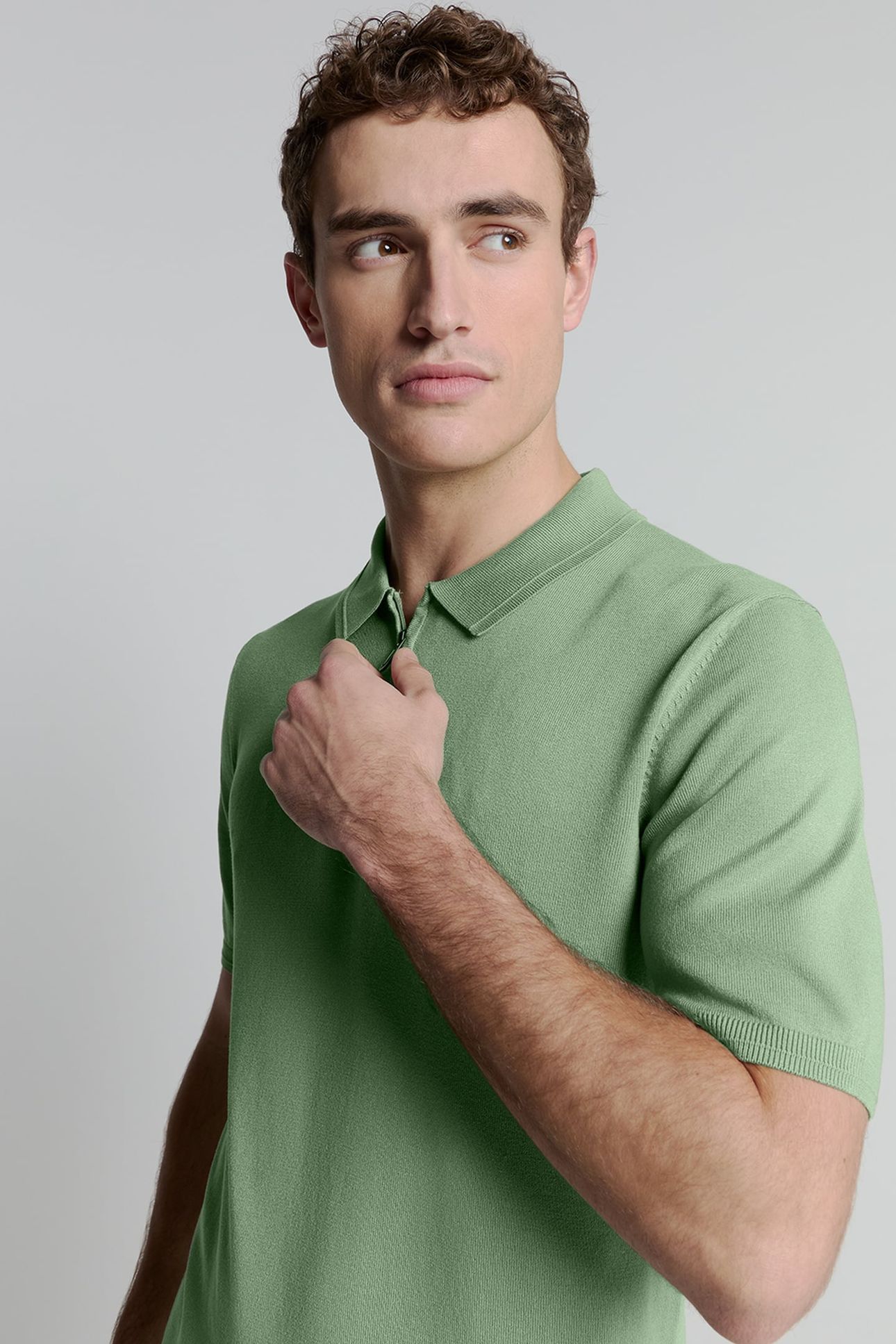 PULLOVER SHORT SLEEVE POLO ZIP SOLID GREEN 7
