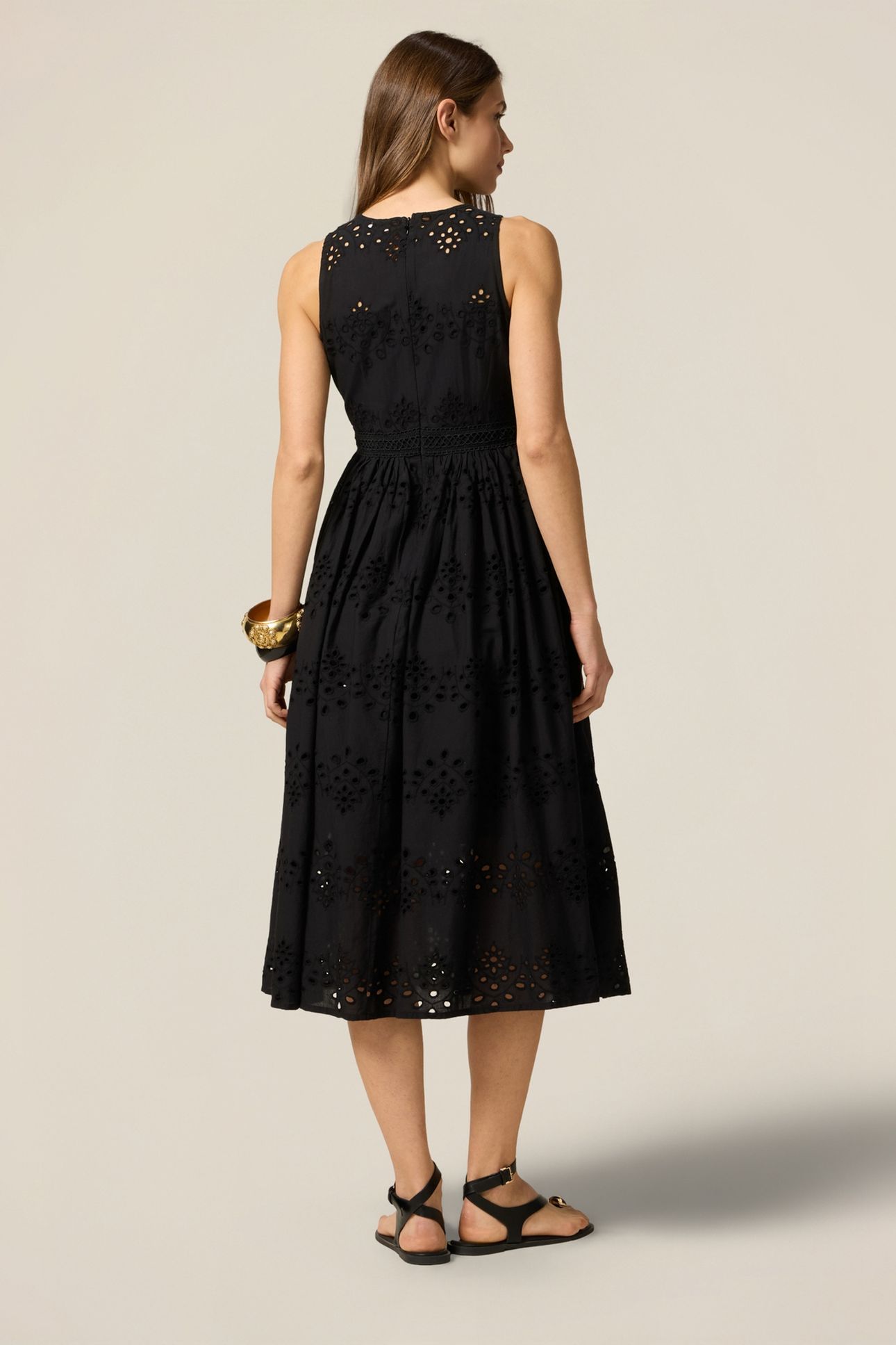 FLARED DRESS IN BRODERIE ANGLAISE LACE BLACK 3