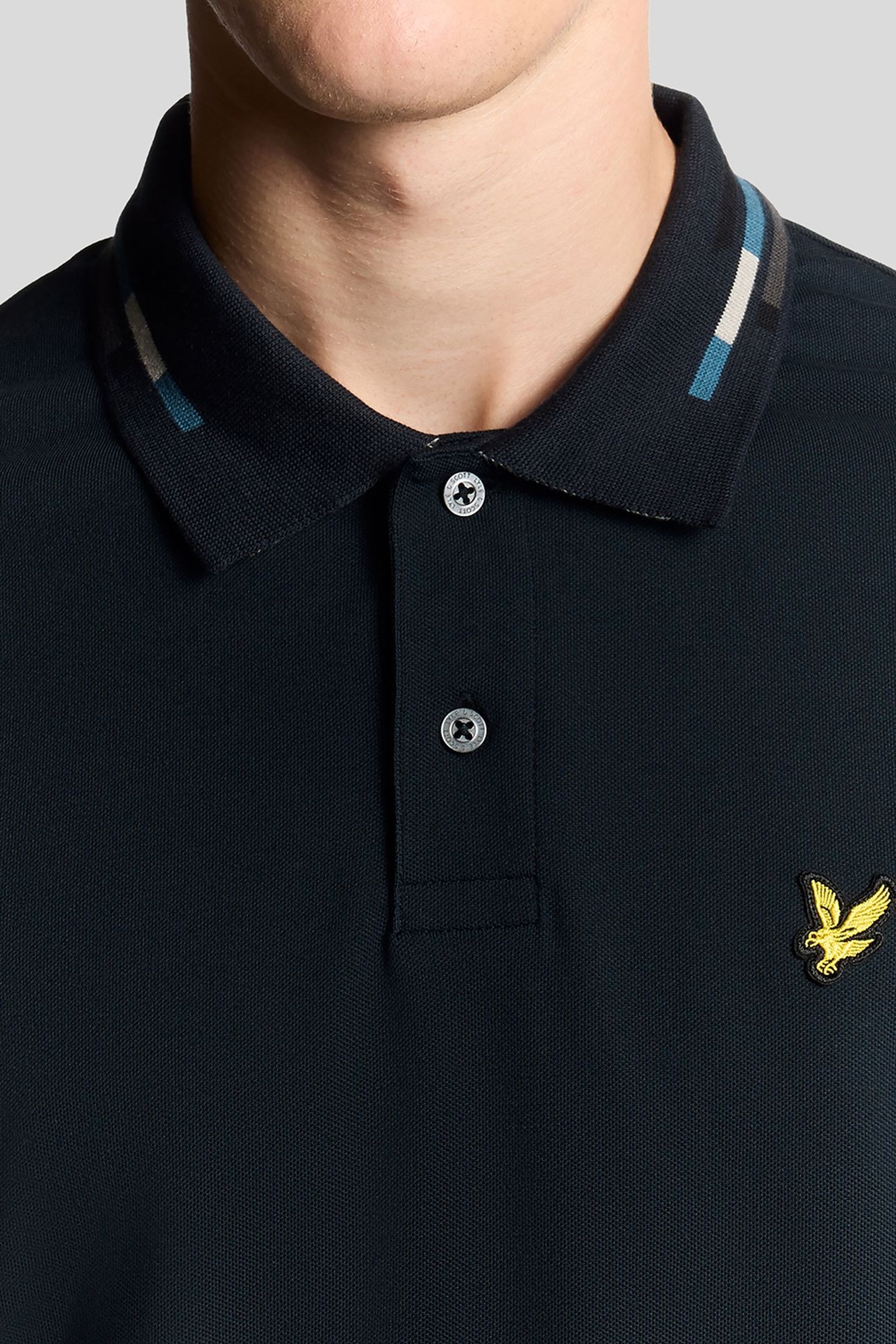 STRIPED TIPPED POLO SHIRT DARK NAVY/FOAM 5