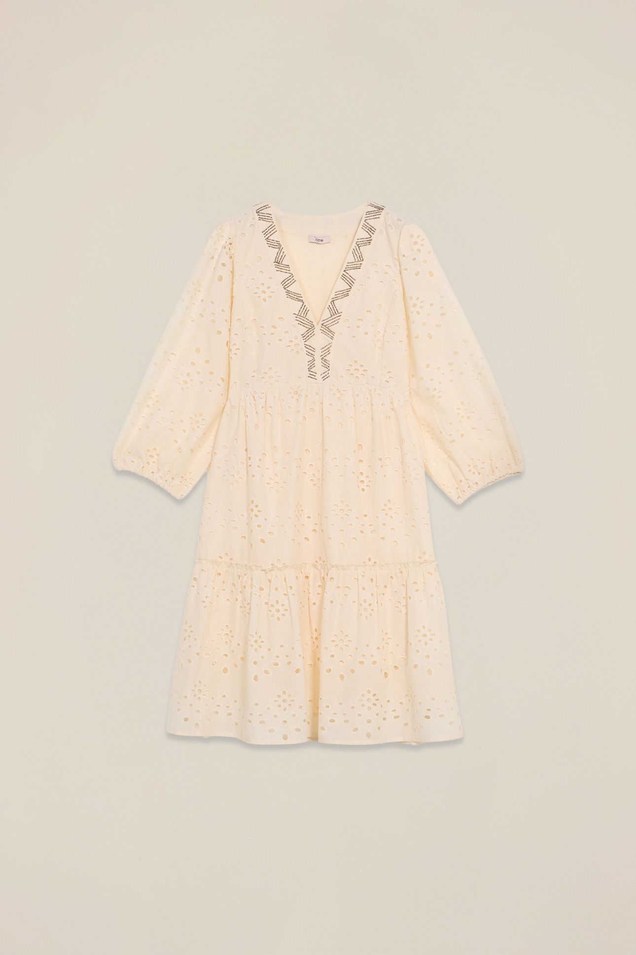FLARED DRESS IN BRODERIE ANGLAISE LACE BEIGE 3