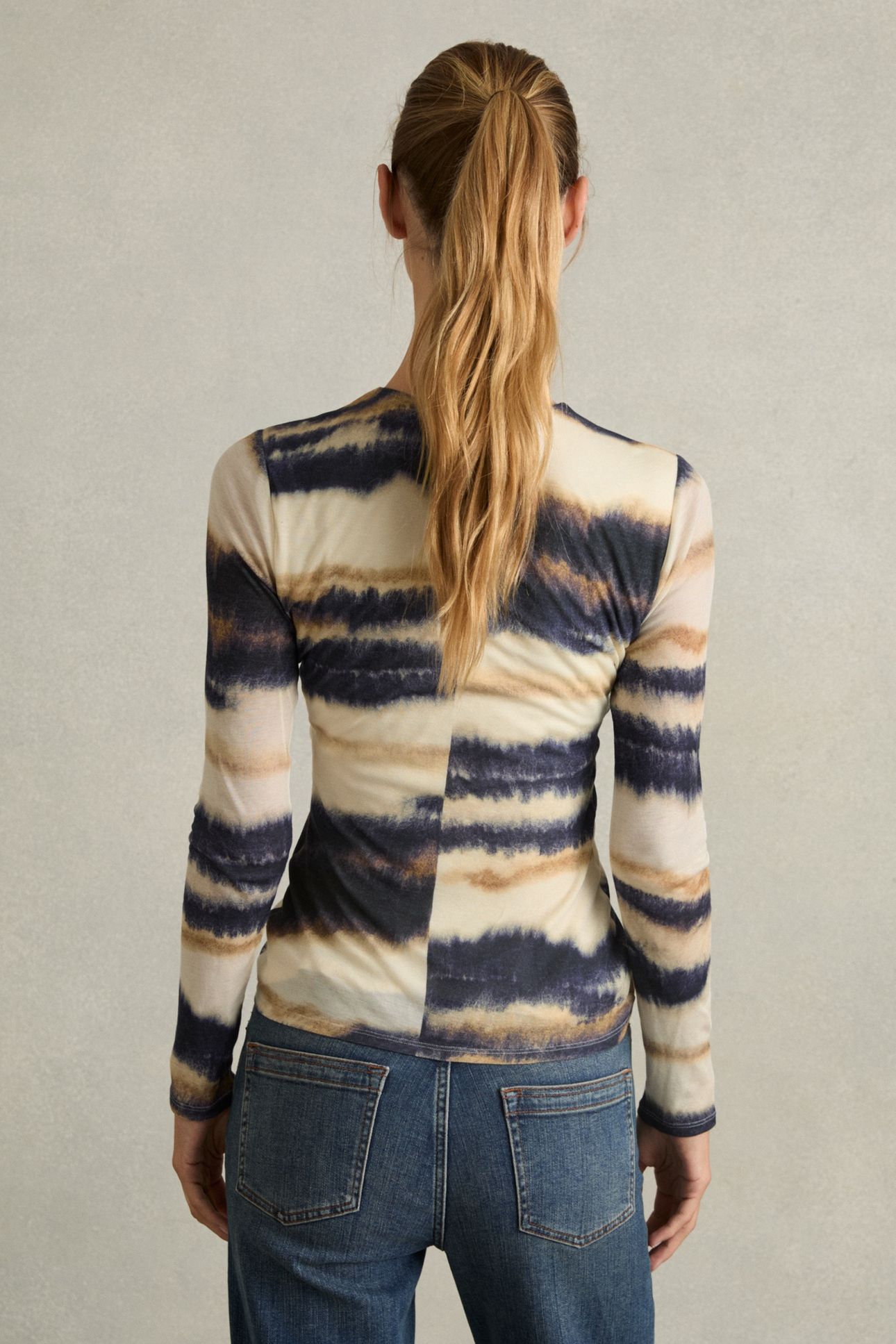 PRINTED JERSEY TOP CREAM/BLACK 2