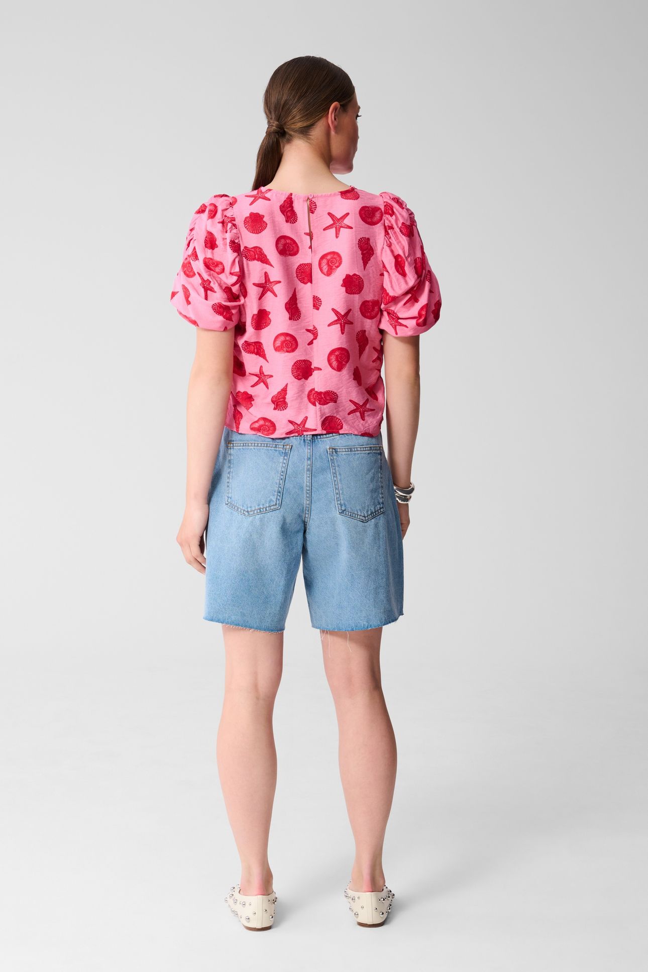 LA-SBSHELL PUFFY SLEEVE TOP PINK 3