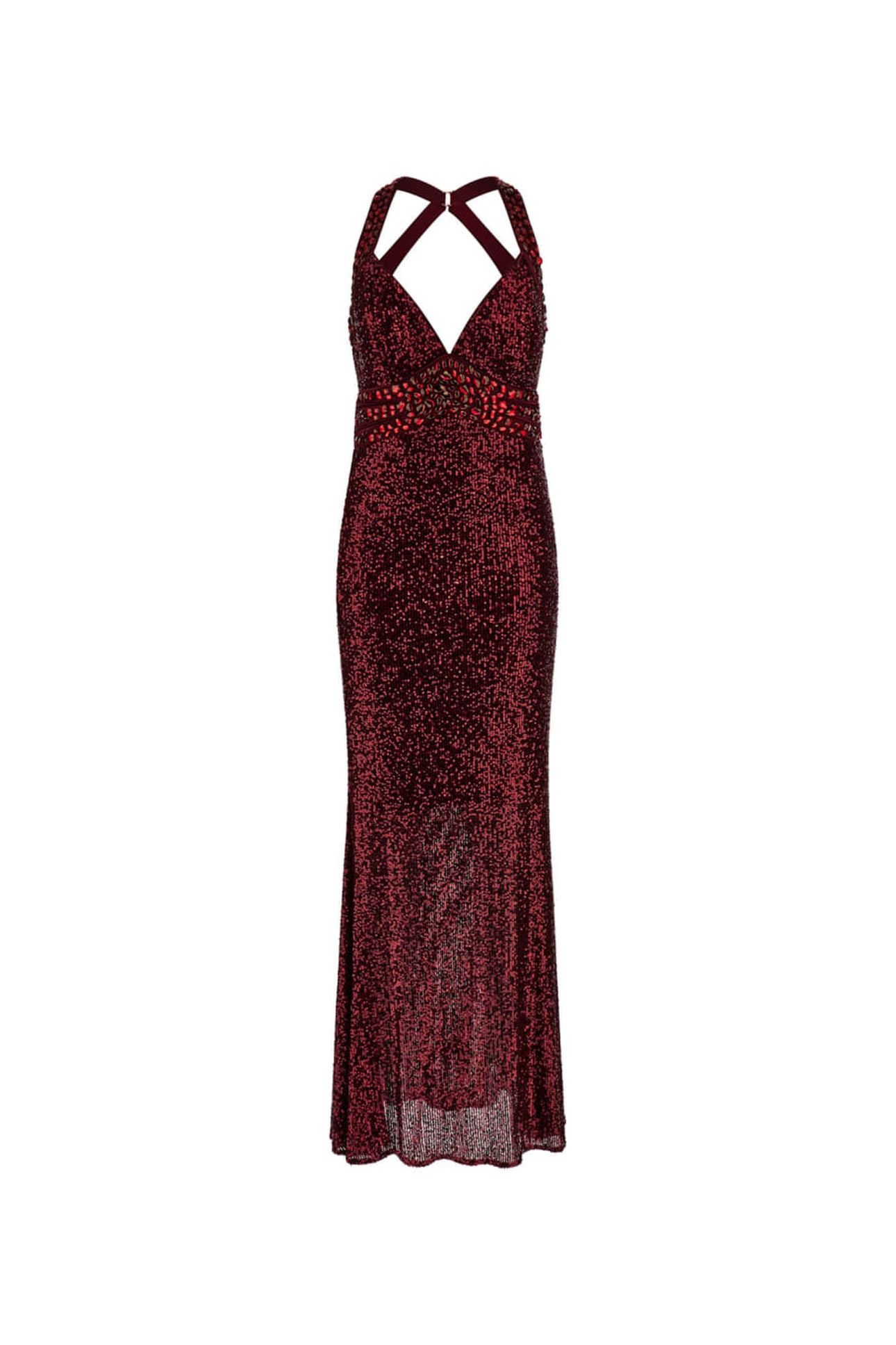 MARCIANO BY GUESS MILANA SEQUIN GOWN DARK JAM RED MULTI 3