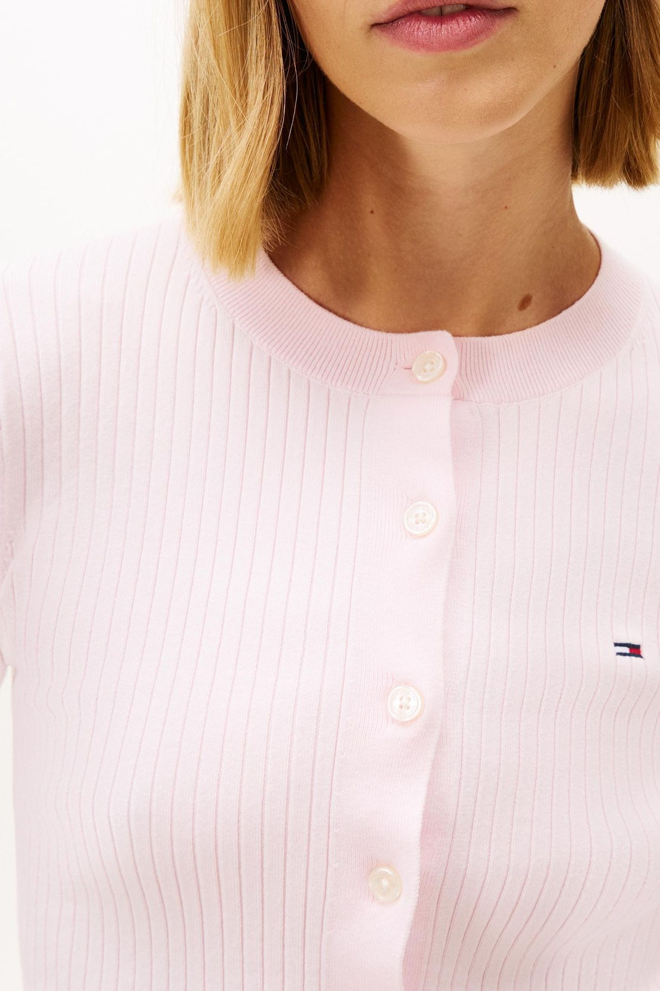 CROPPED RIB CARDIGAN LIGHT PINK 5