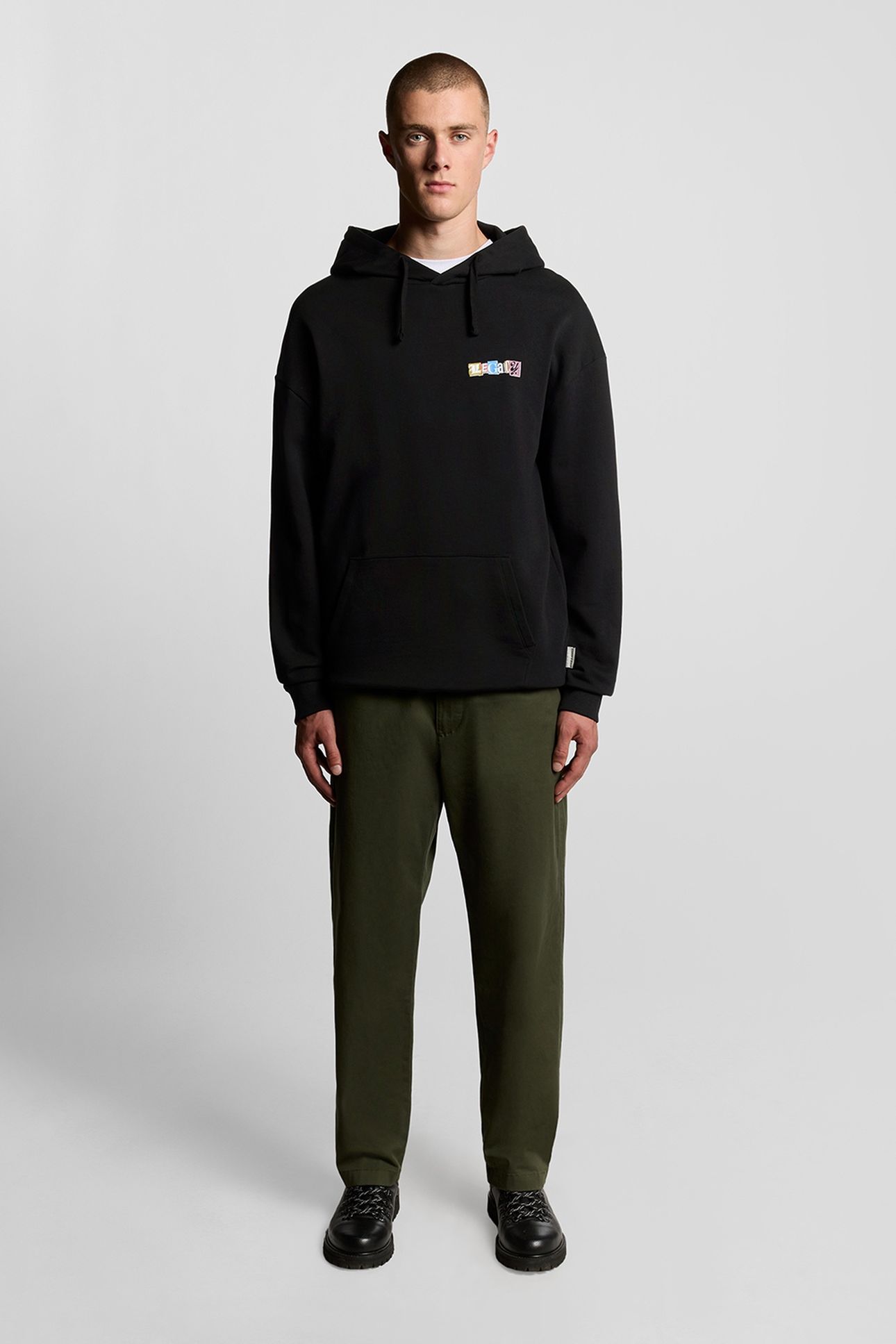 PAPER LETTERS GRAPHIC HOODIE JET BLACK 1