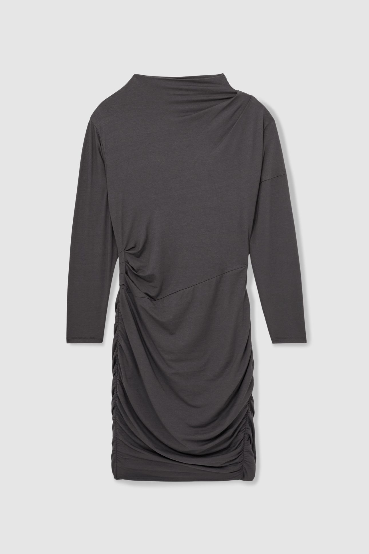 RUCHED SHORT JERSEY DRESS CHARCOAL 3