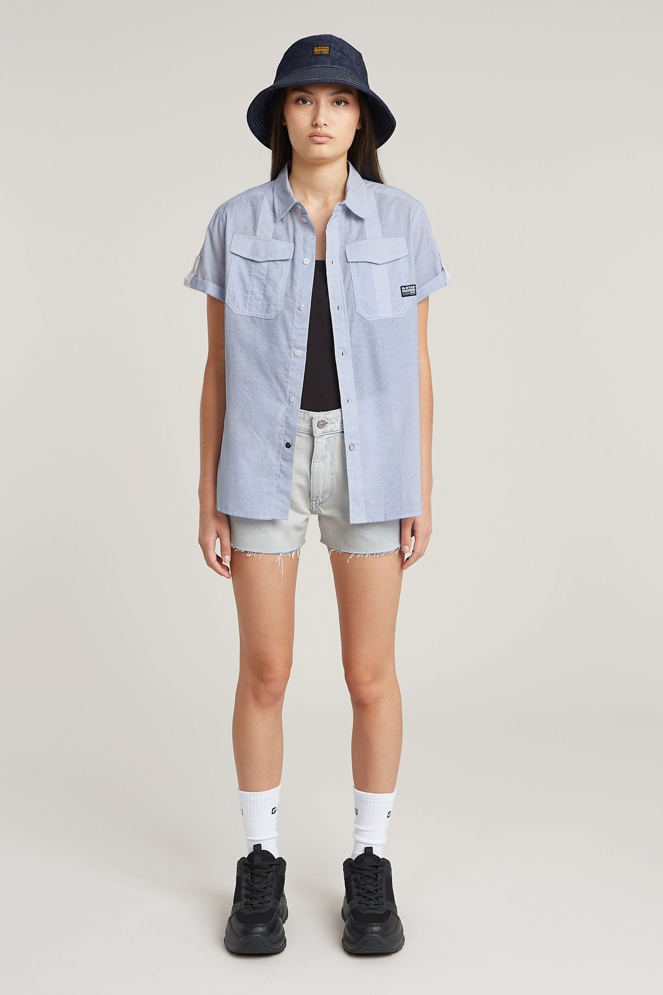 TRUE SHORT RAW EDGE BEACHED FADED CLIFTON BLUE 1