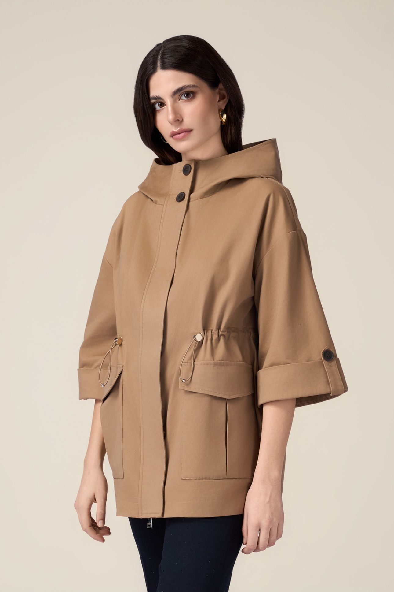 COTTON PARKA WITH HOOD BEIGE 1