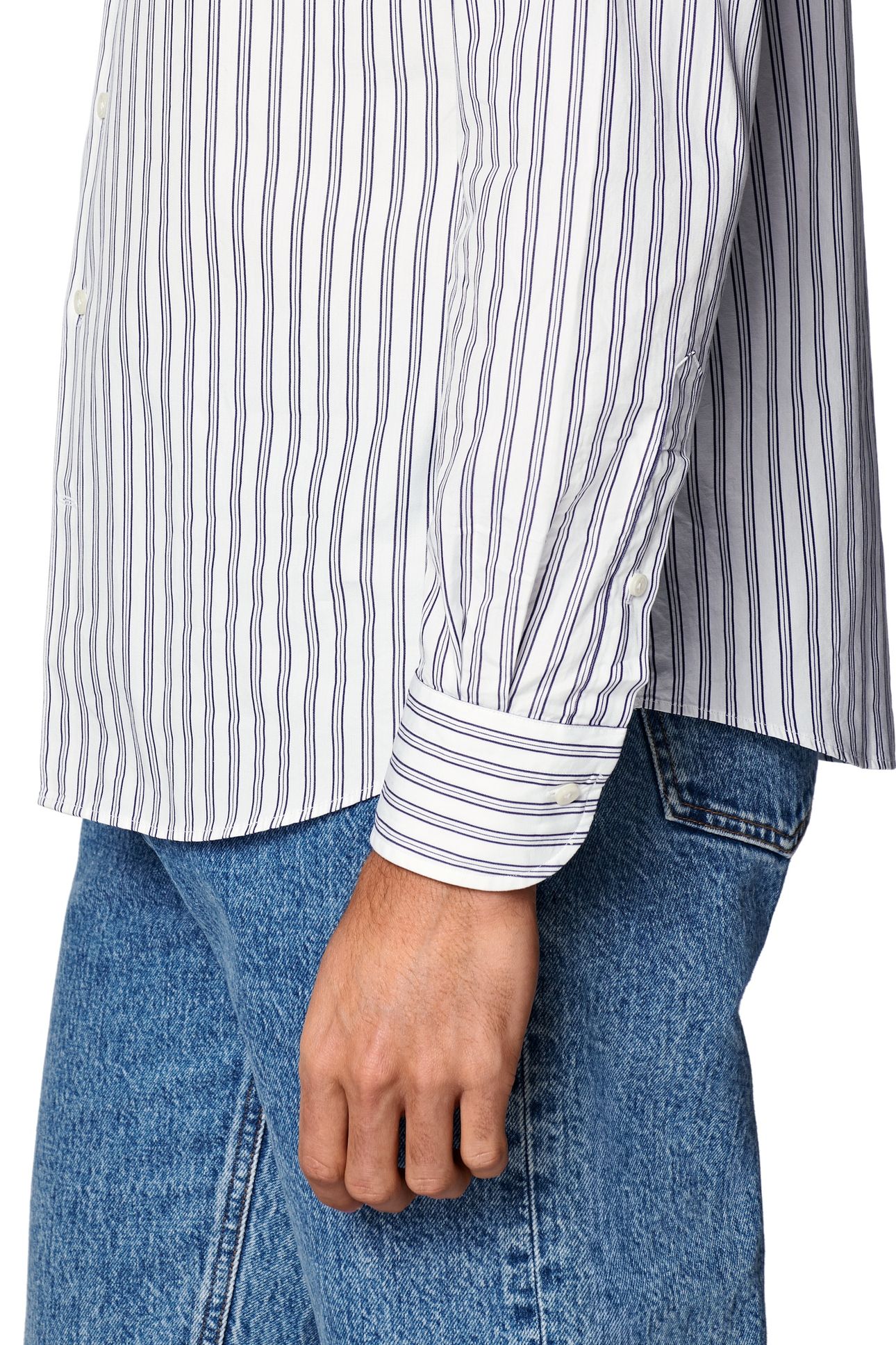 DARK BLUE STRIPE WASHED POPLIN NAVY 9