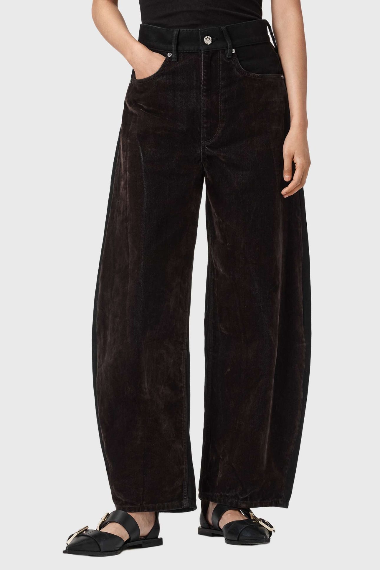 HELENA FLOCKED JEAN COCOA BROWN 1