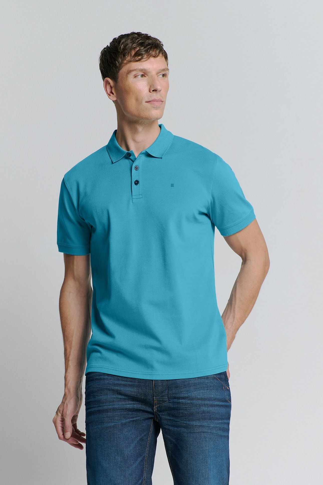 POLO PIQUE SOLID STRETCH SEABLUE 1