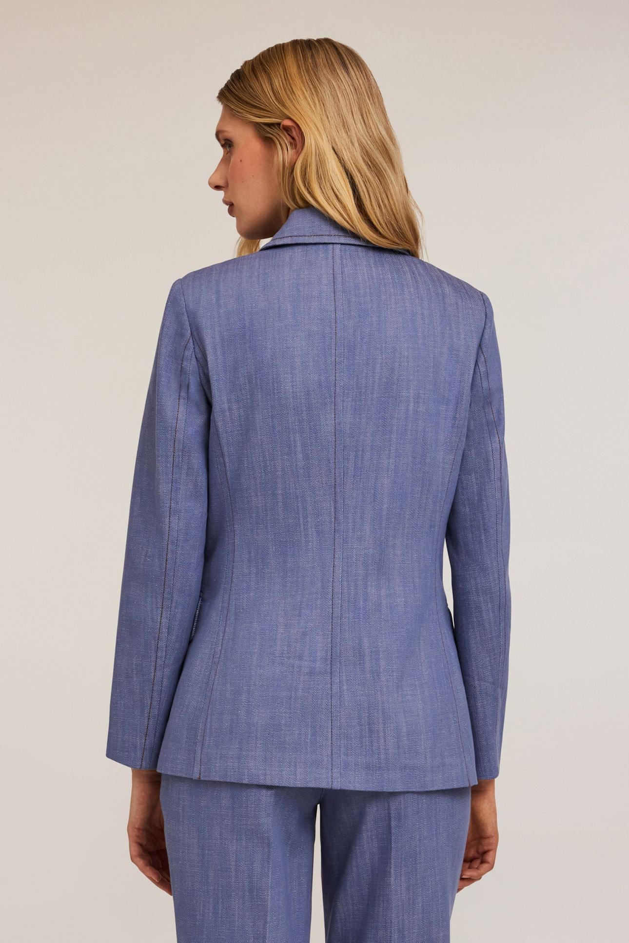 DOUBLE-BREASTED COTTON CANVAS BLAZER LIGHT BLUE 3