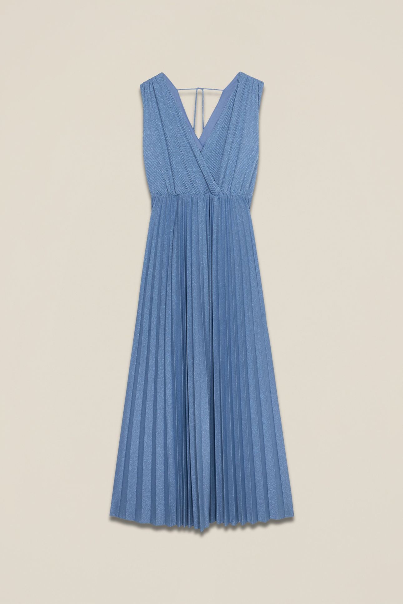 LONG PLEATED LUREX DRESS LIGHT BLUE 5