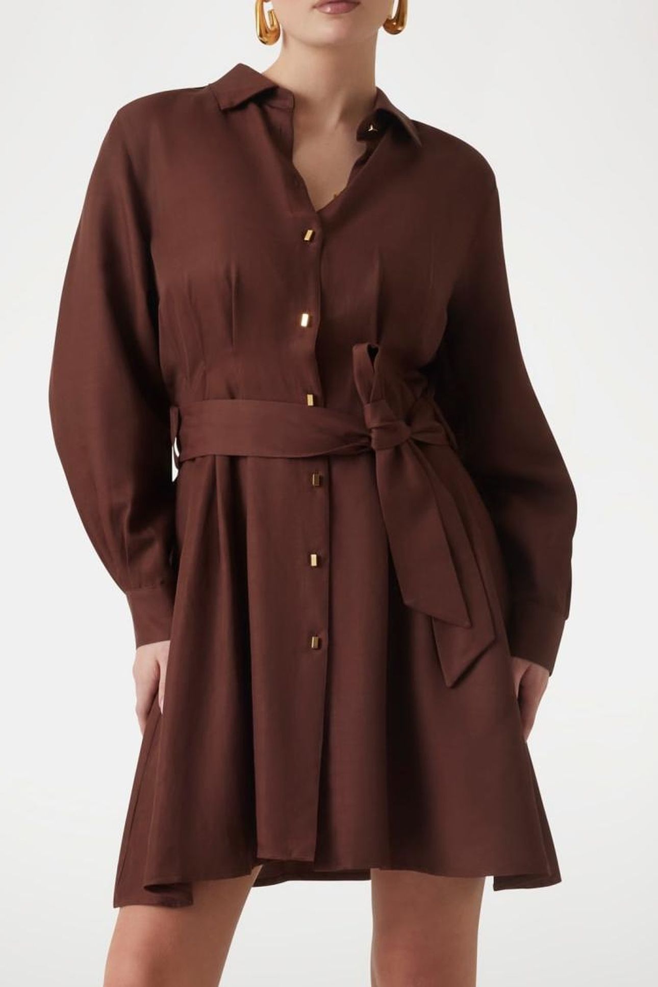 MARCIANO BY GUESS GRETA LS CHEMISIER DRESS CIOCCOLATA 1