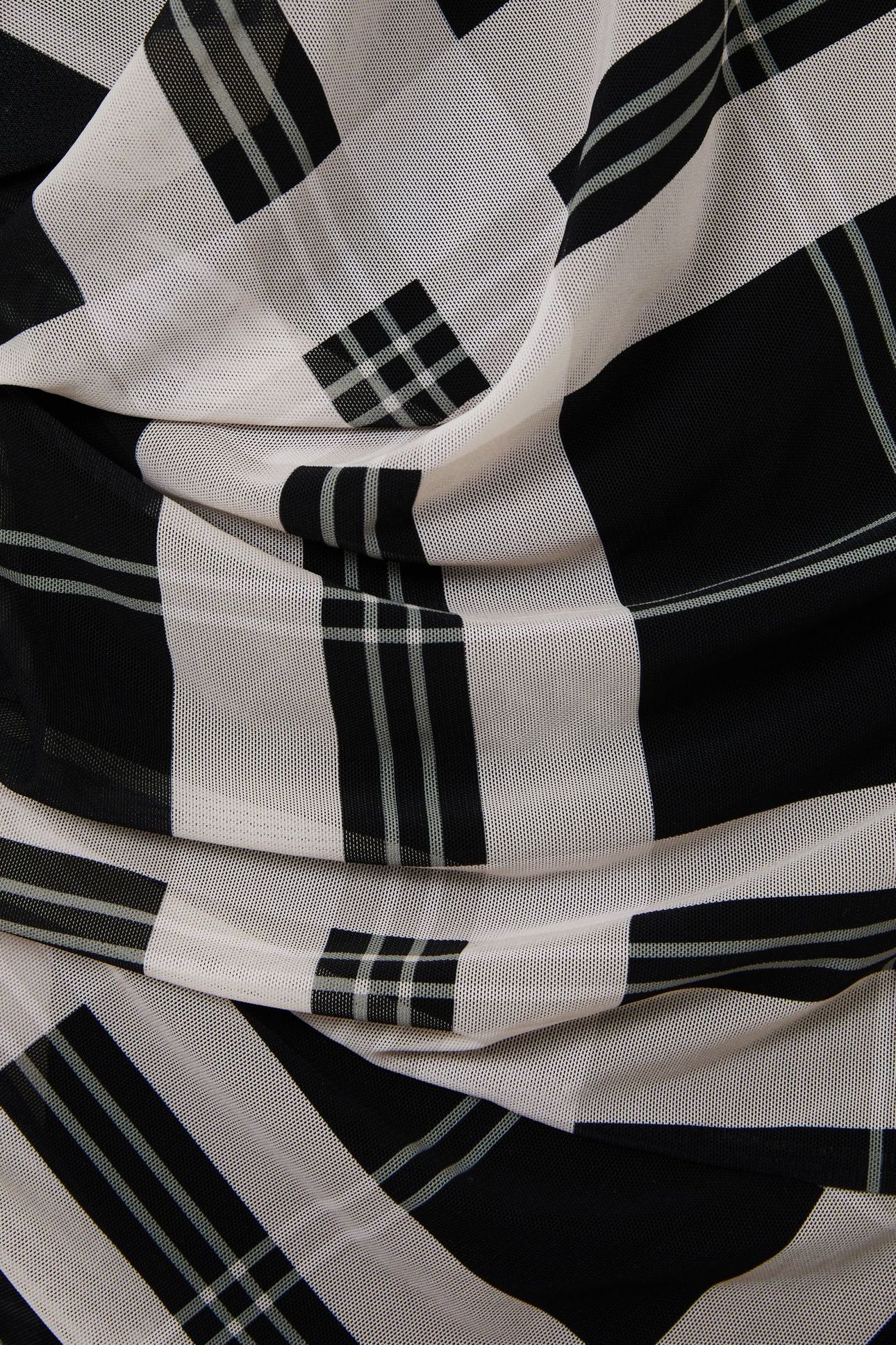 CHECK MESH JERSEY DRESS BLACK/IVORY 5