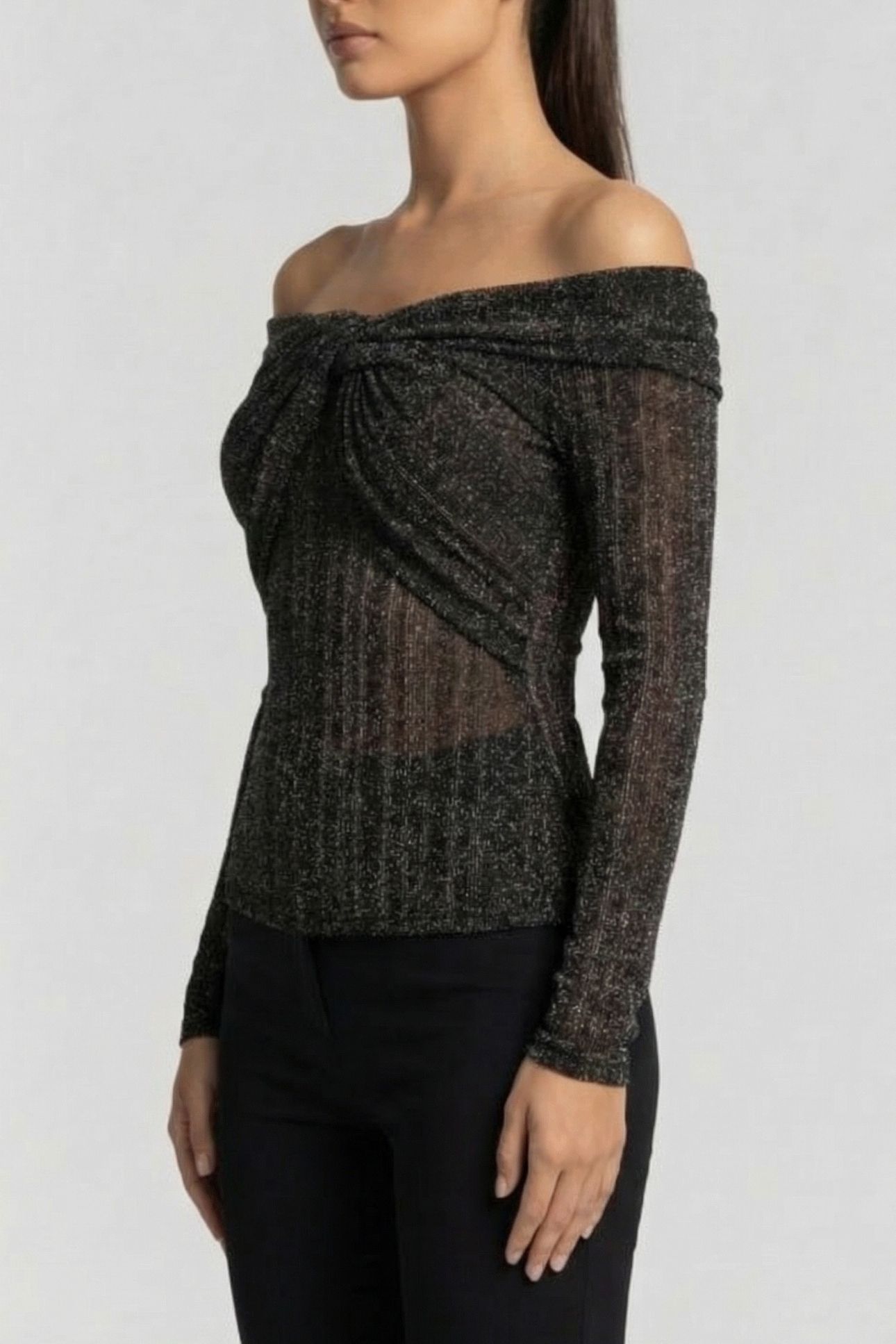 MARCIANO BY GUESS GIA LS RIBBED SWEATER TOP BLACK LUREX BLAC 3