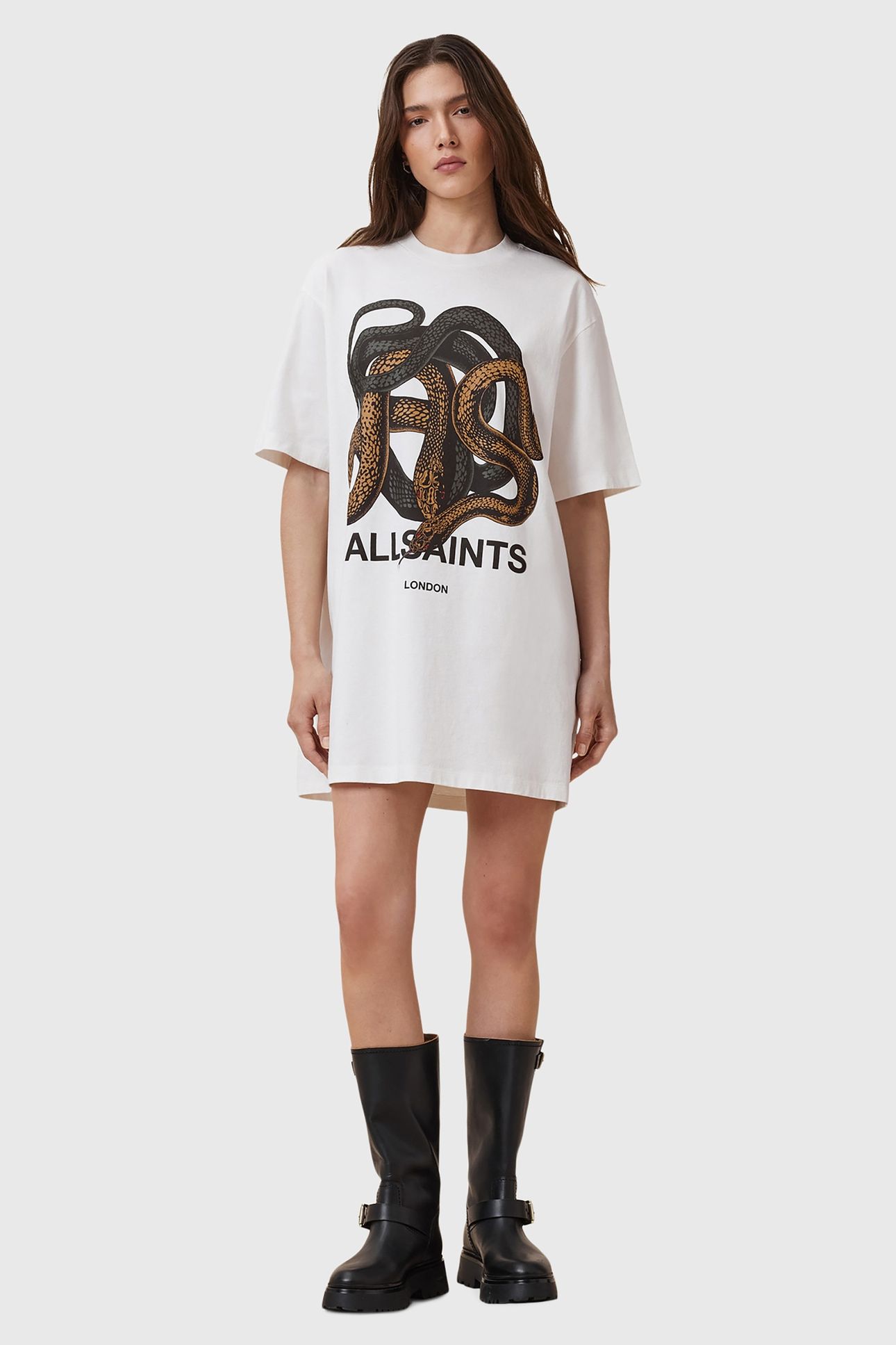 RETICULATE TEE DRESS CHALK WHITE 1