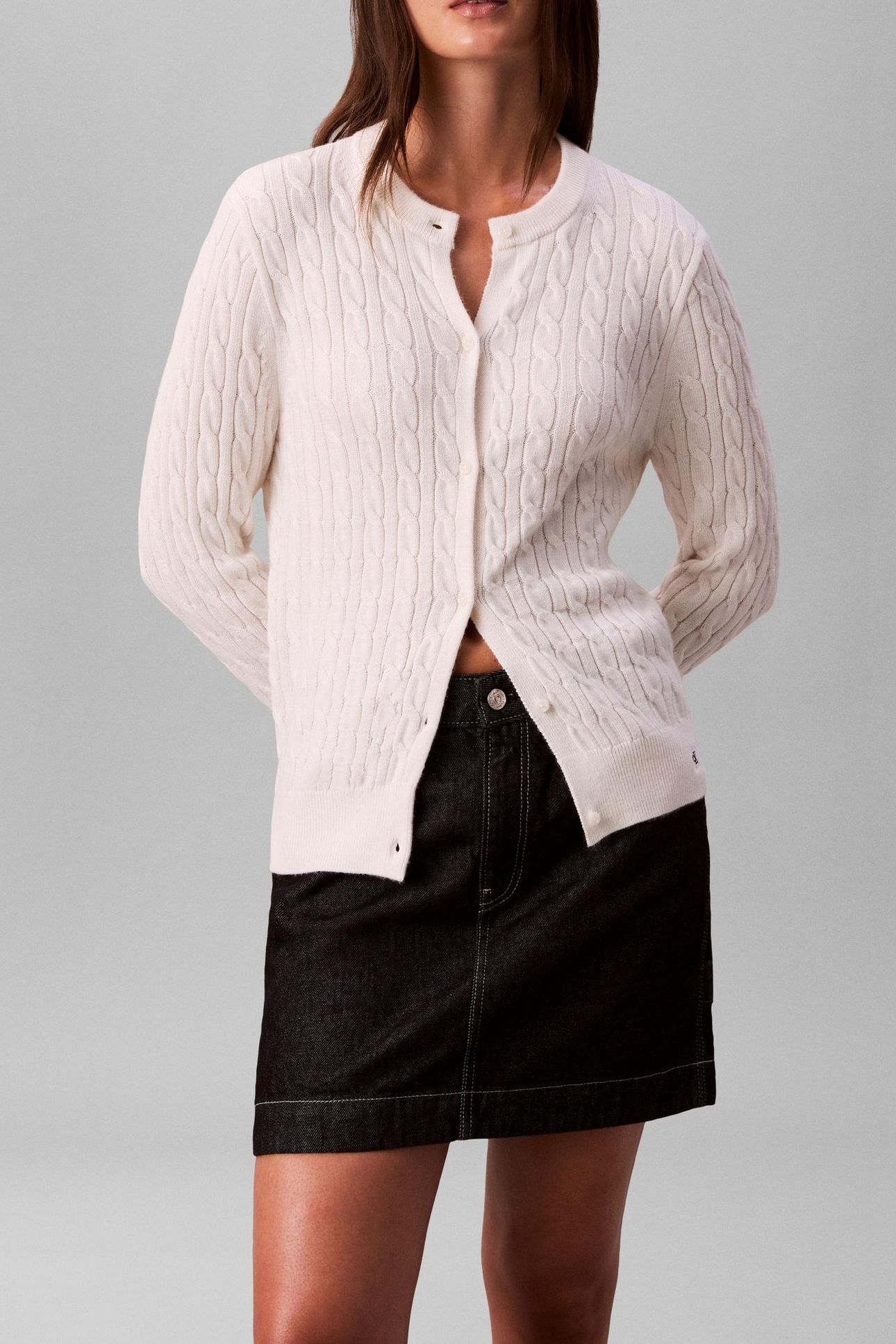 WOOL CABLE CREWNECK WHITE GREIGE 2