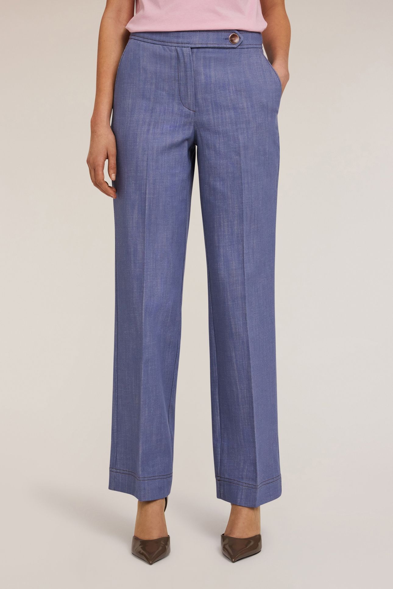 COTTON CANVAS WIDE TROUSERS LIGHT BLUE 2