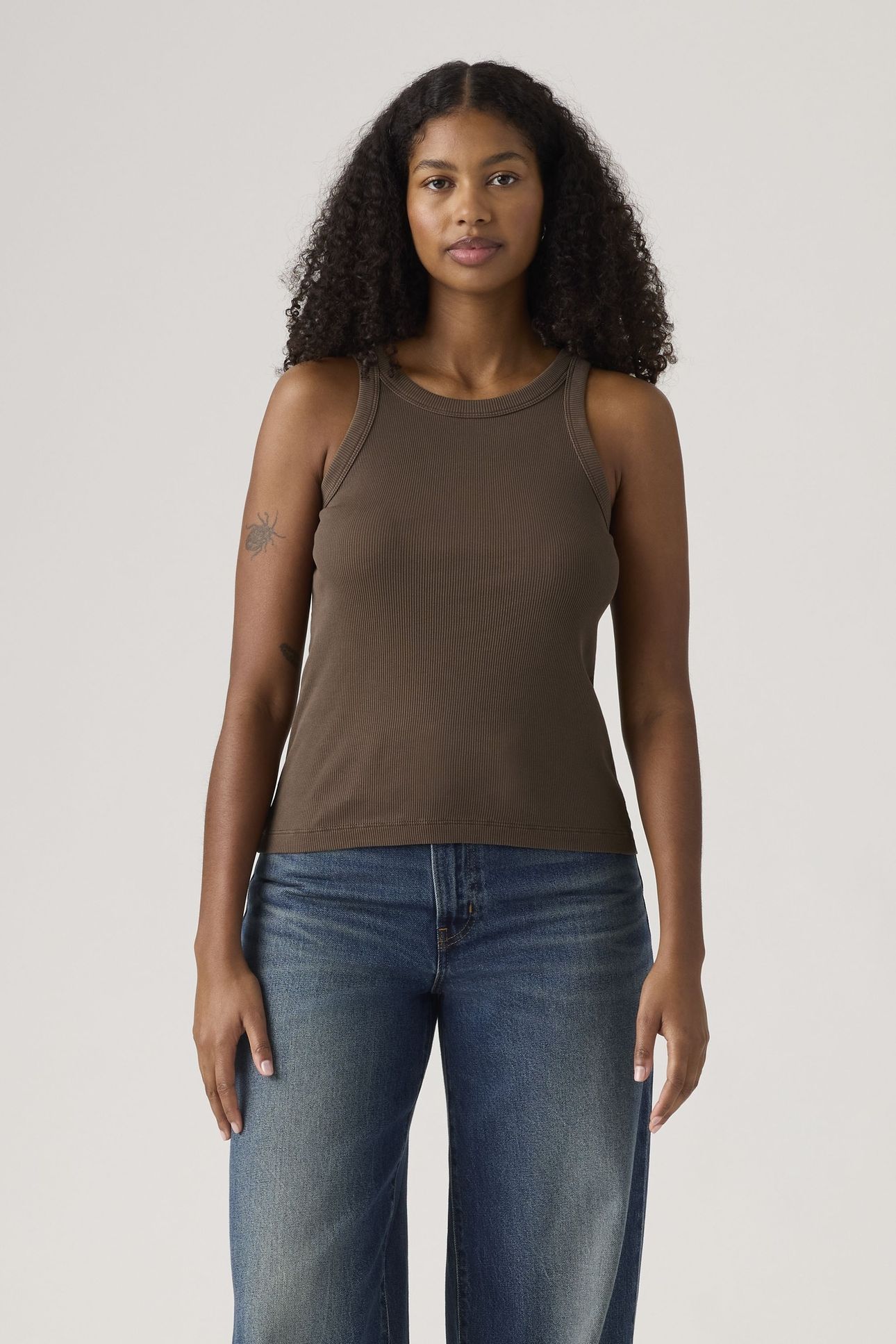 ESSENTIAL RACER TANK TOP BROWN 1