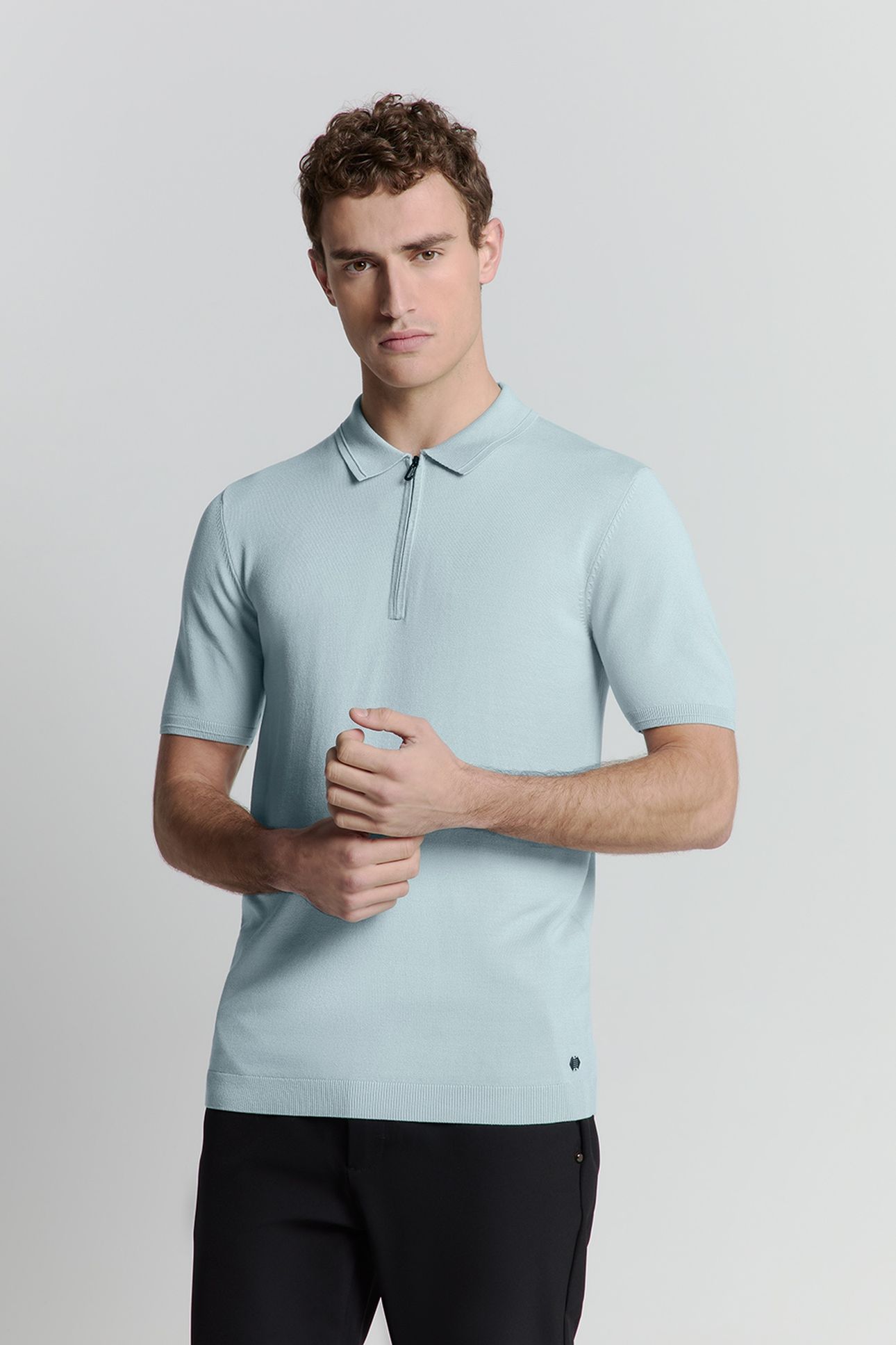 PULLOVER SHORT SLEEVE POLO ZIP SOLID ICE 1