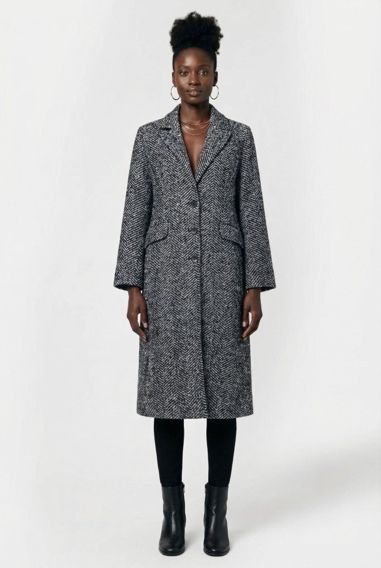 HERRINGBONE COAT W BLACK/WHITE 1