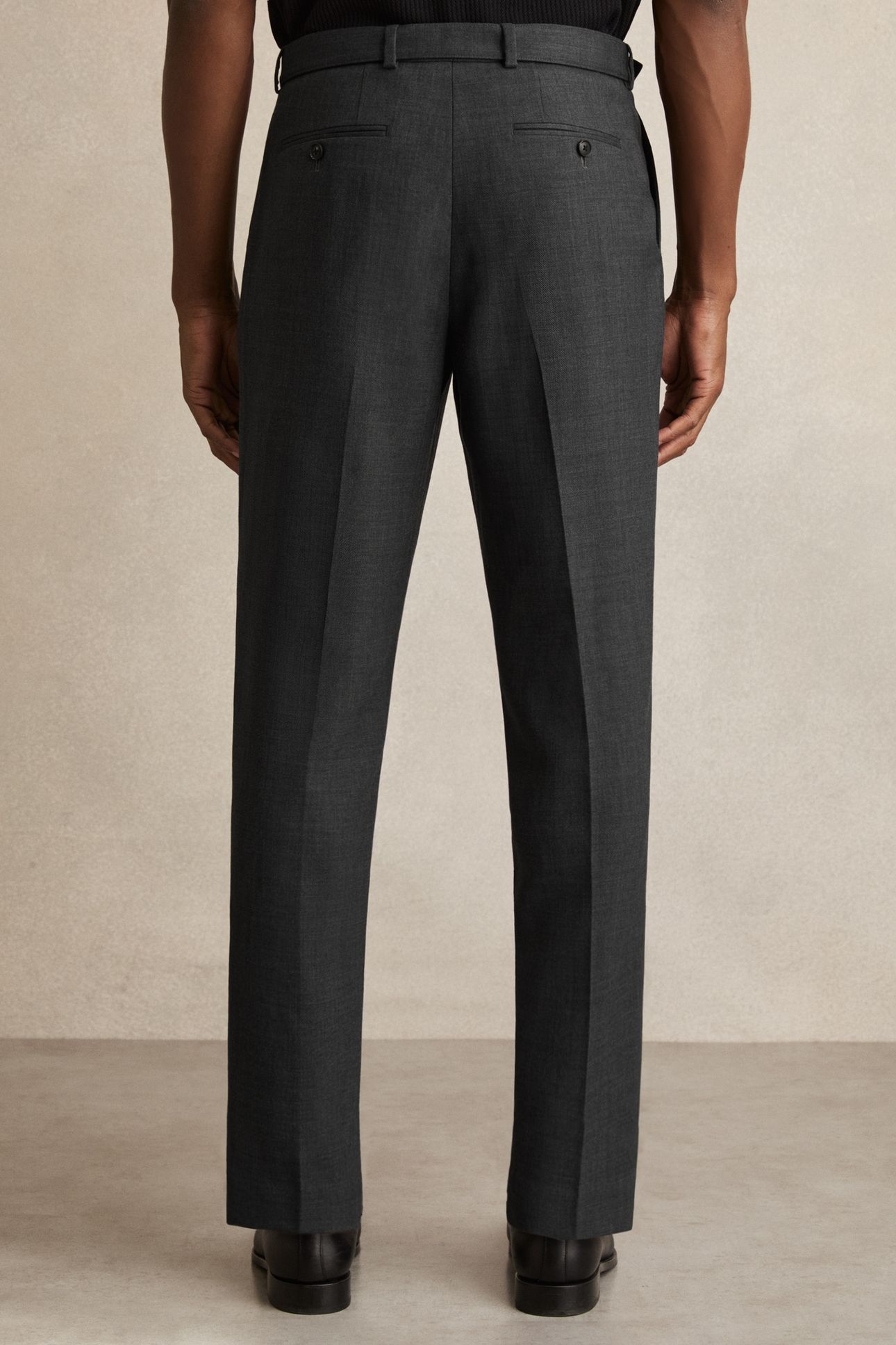 BELTED PLEATED TROUSER CHARCOAL GREY 3