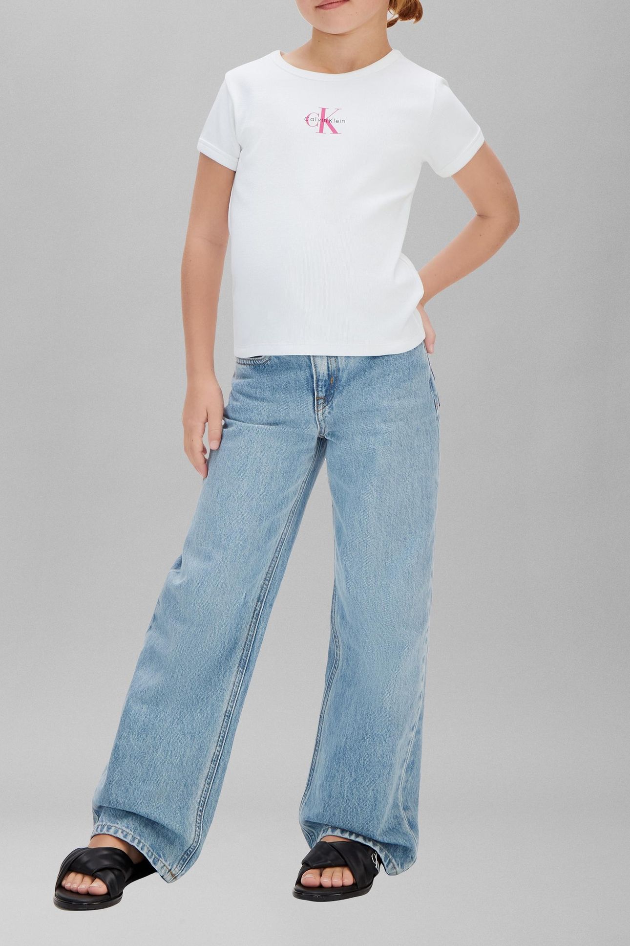 GIRLS MONOLOGO RIB BABY TEE BRIGHT WHITE 2
