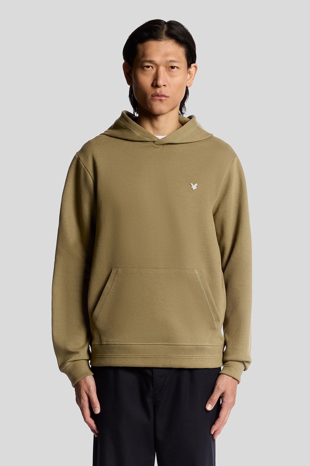 DIAGONAL WEAVE HOODIE DUSKY GREEN 2