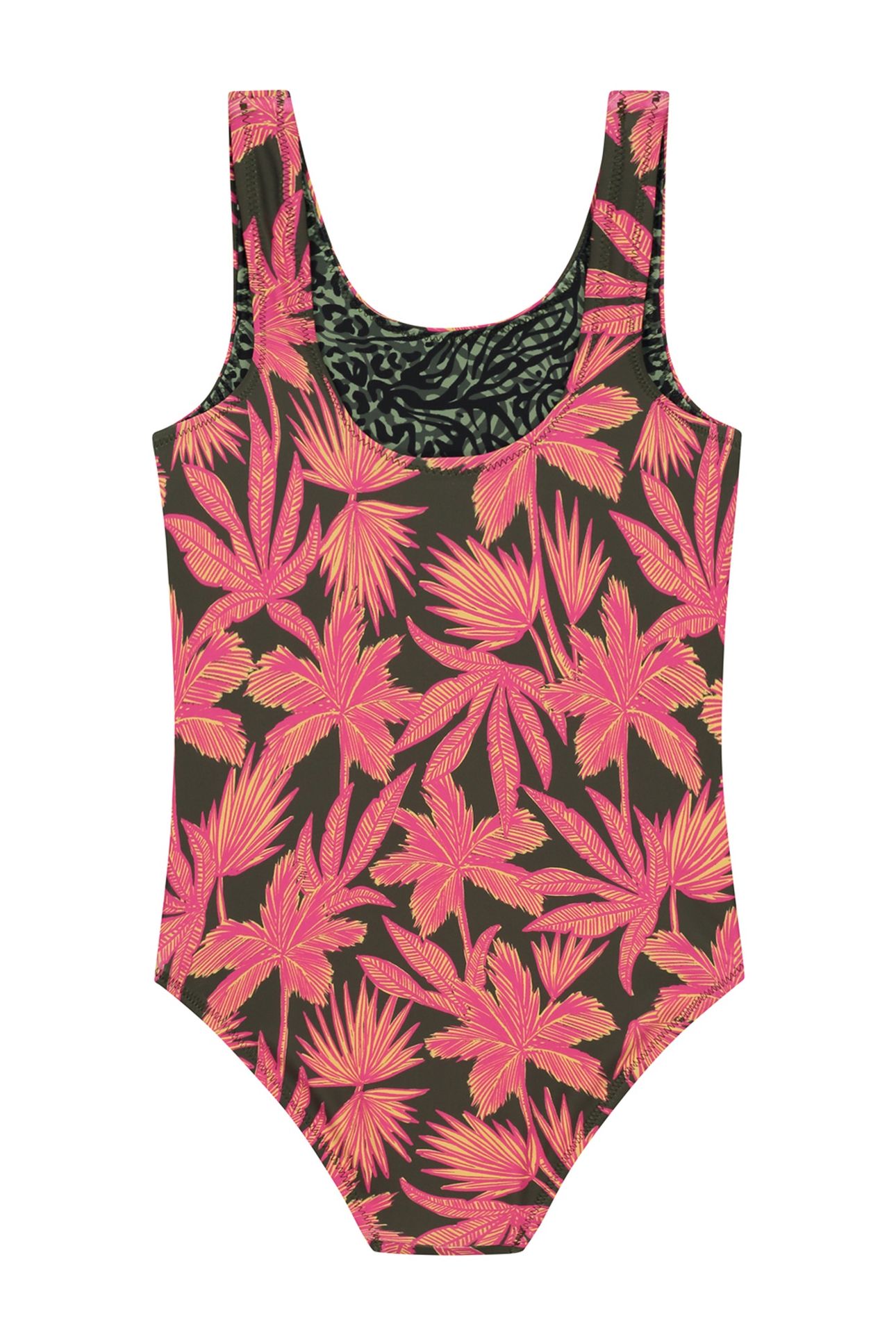 GIRLS RUBIN REVERSIBLE SWIMSUIT FOREST GREEN MIX 2