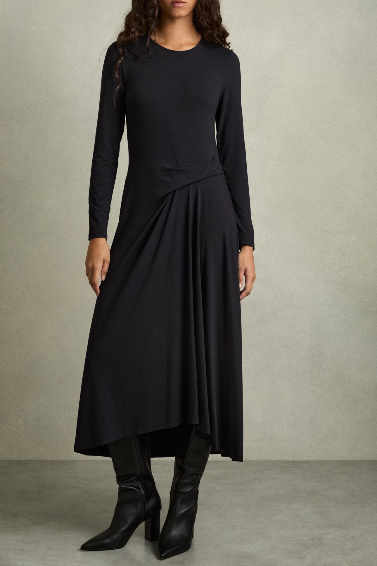 RUCHED PLAIN MIDI NAVY 1