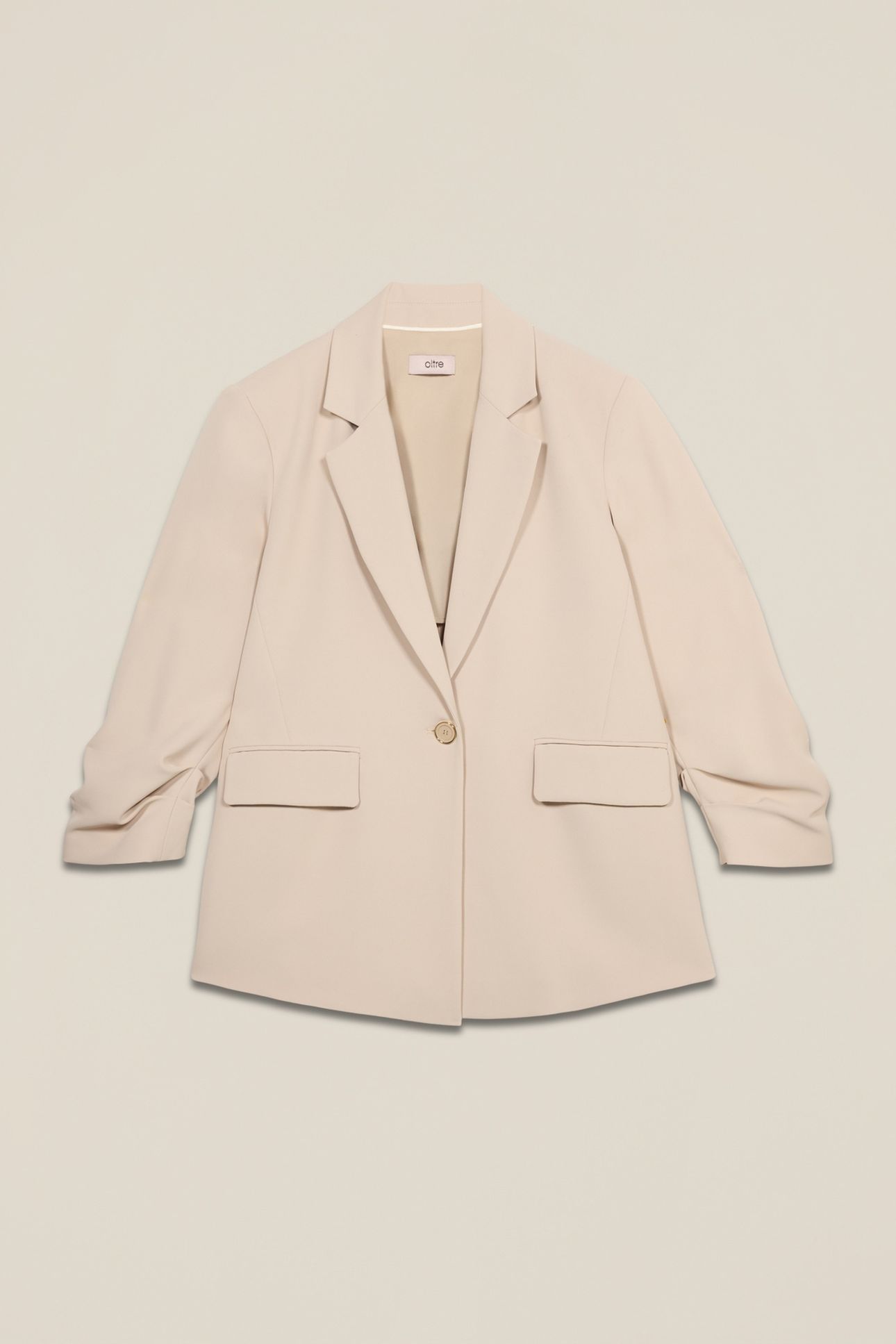 SINGLE-BREASTED BLAZER IN FLUID FABRIC BEIGE 4