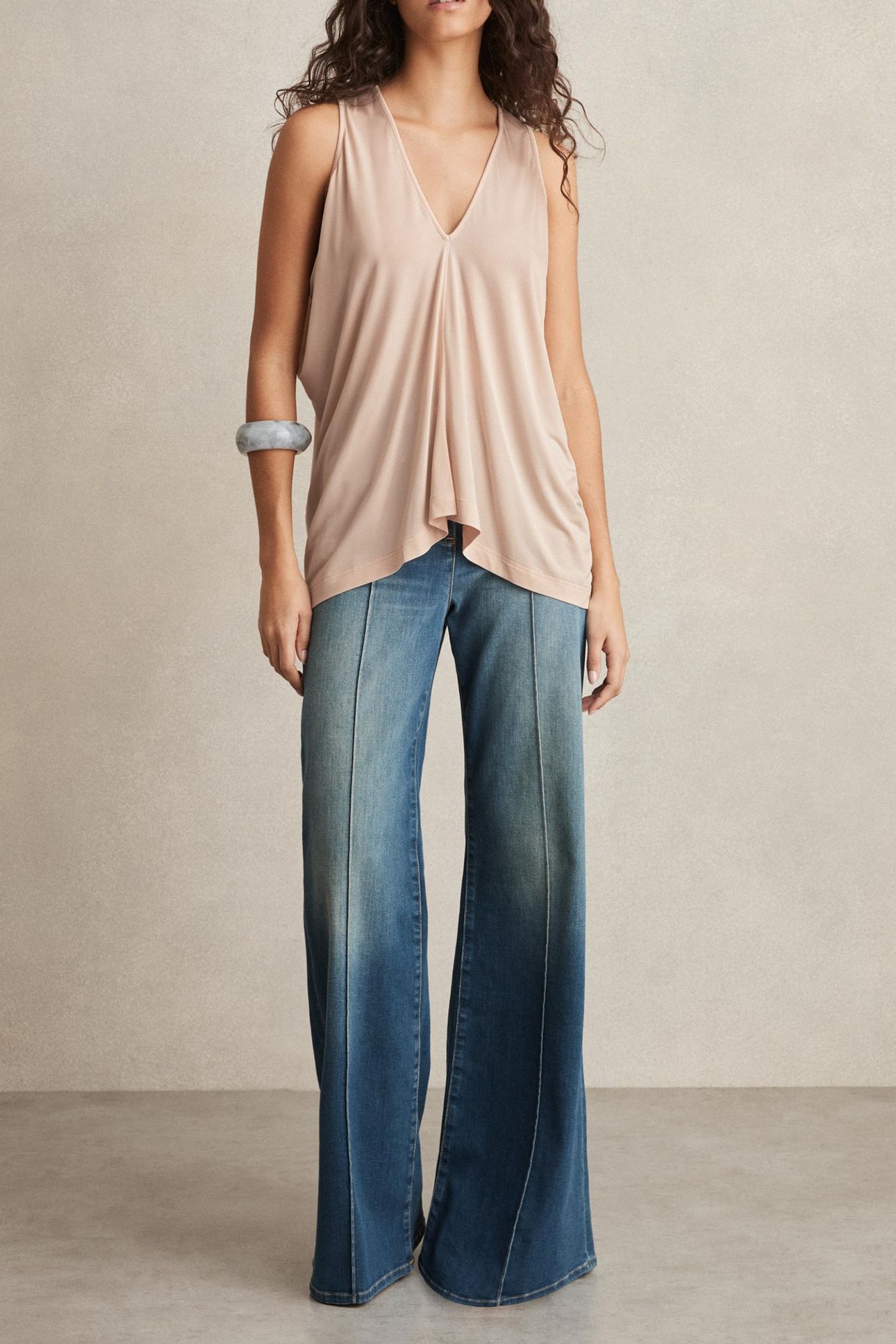 DRAPE V NECK TOP PINK 2