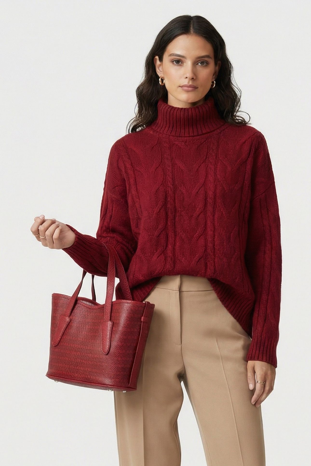 MEDIUM TOTE BAG IN BURGUNDY 1