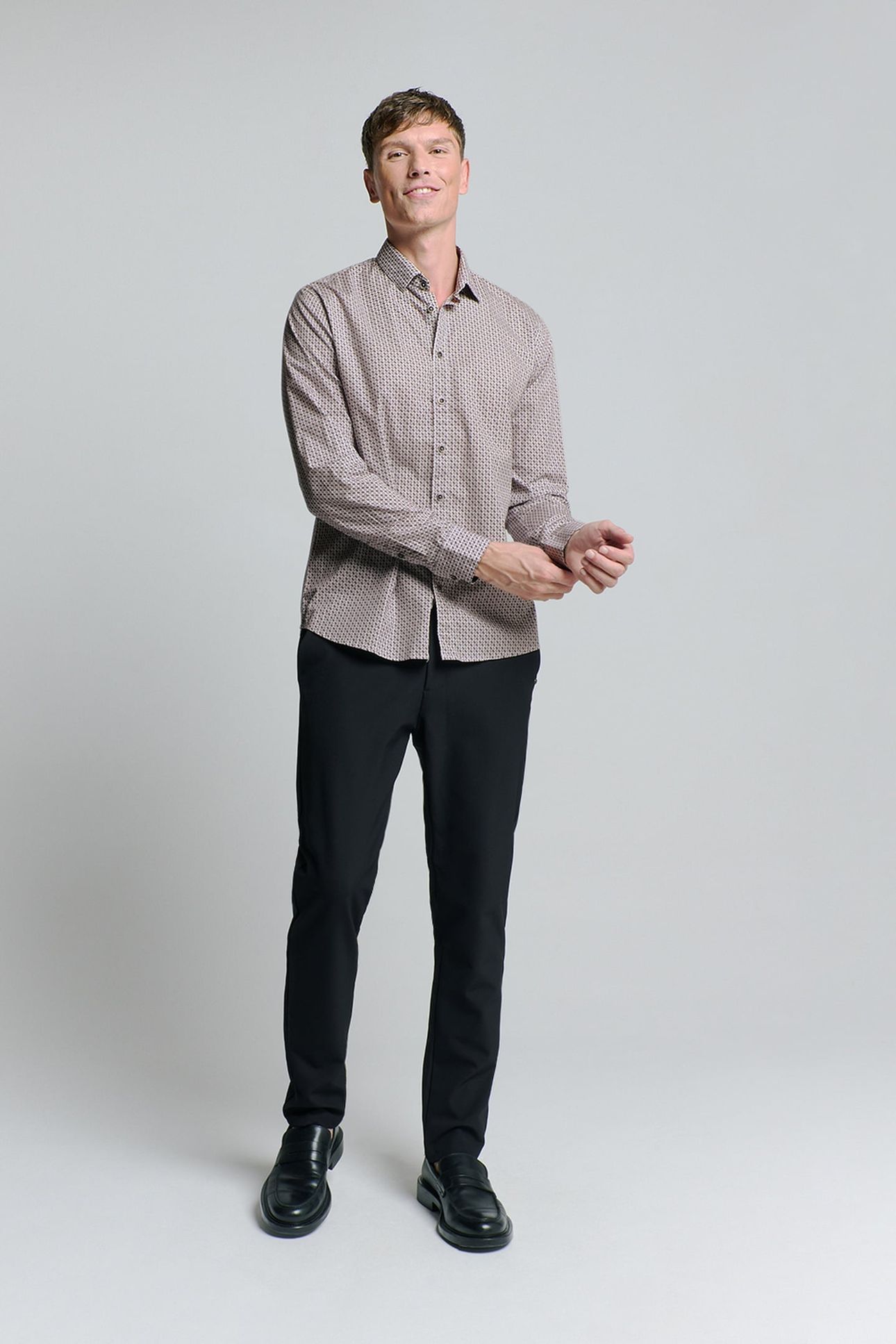SHIRT STRETCH ALLOVER PRINTED MAUVE 2