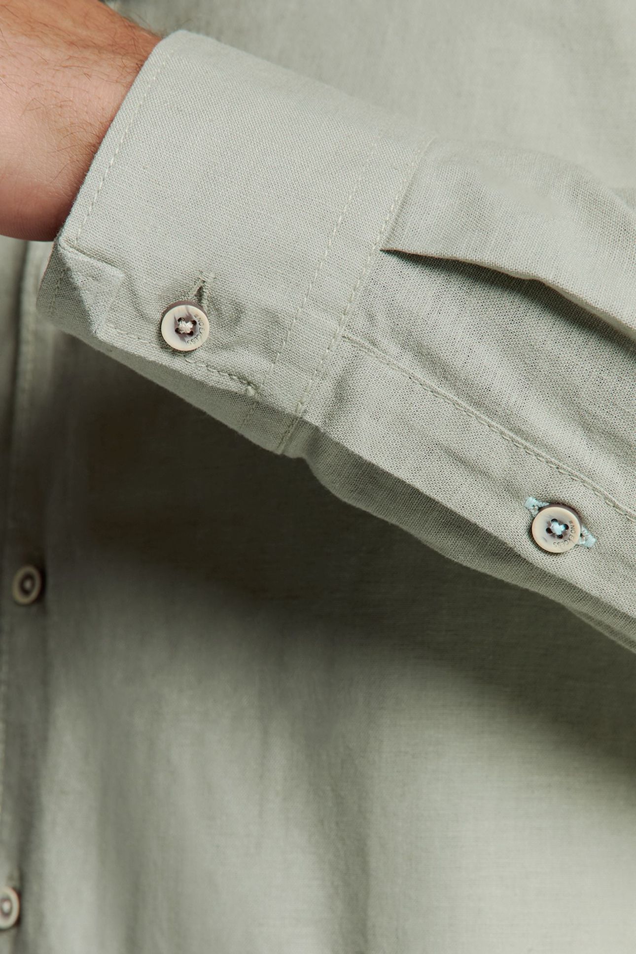 SHIRT GRANDDAD SOLID WITH LINEN LIGHT ARMY 7
