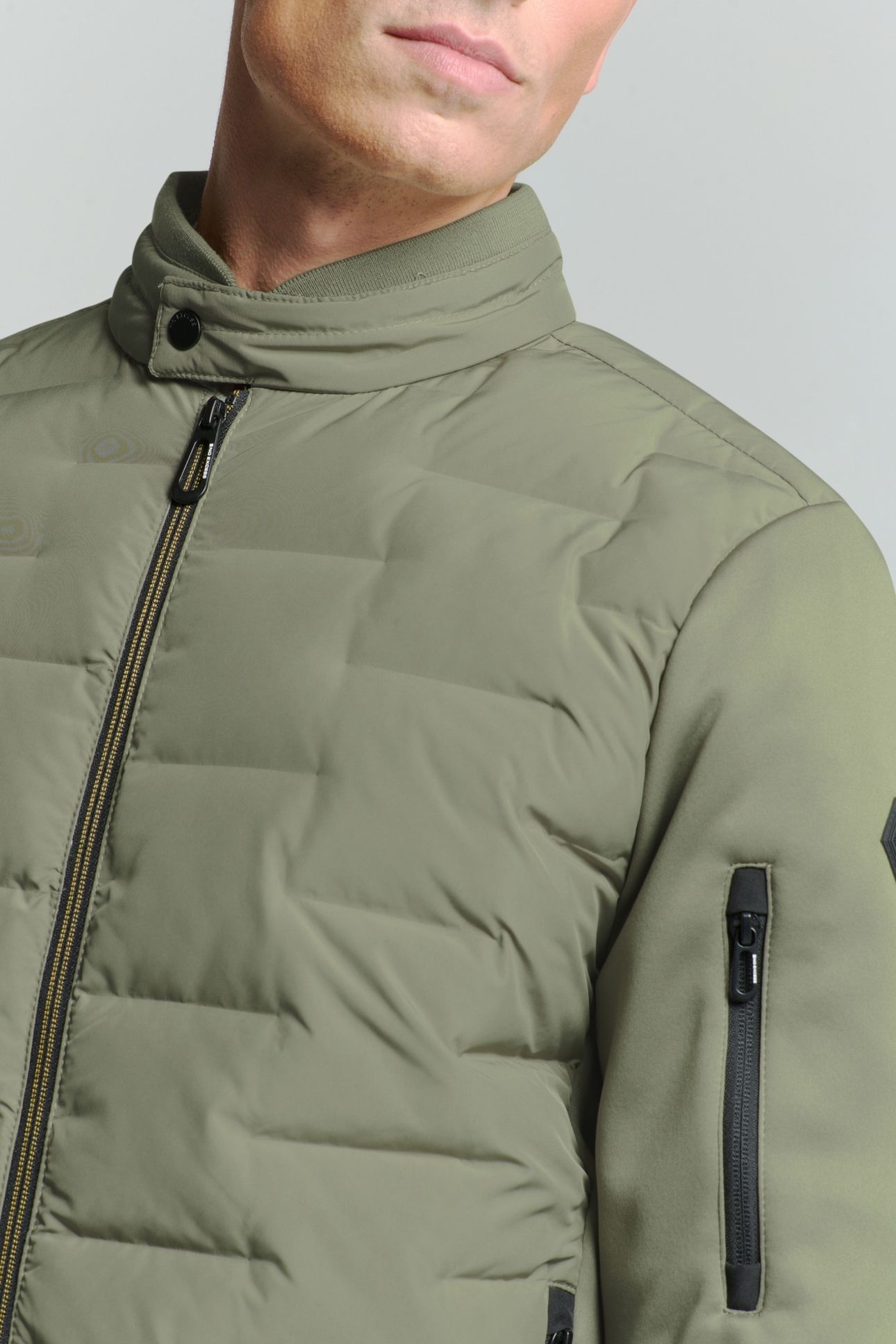 JACKET SHORT FIT SEALED KNITTED MIX LIGHT ARMY 6